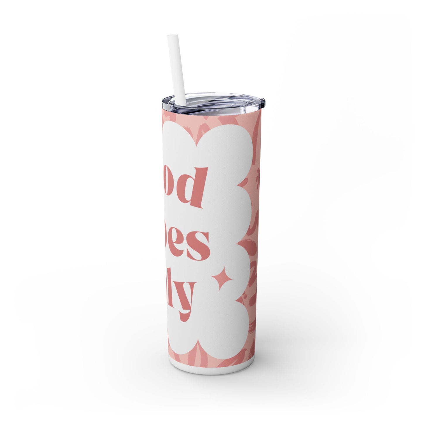 Good Vibes Only Skinny Tumbler with Straw - 20oz - Perfect for On-the-Go Hydration