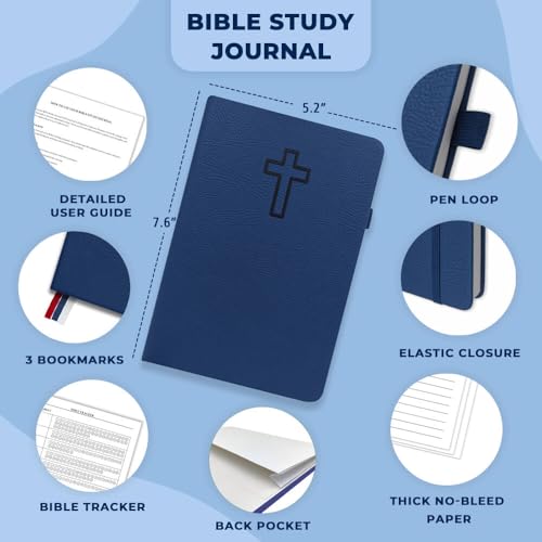Bible Study Journal - Church Notes Notebook for Note Taking & Reflection - Guided Bible Study Notebook - Faith-Based Religious Gifts & Bible Study Supplies (Aquamarine)