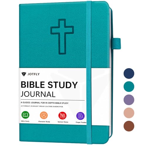 Bible Study Journal - Church Notes Notebook for Note Taking & Reflection - Guided Bible Study Notebook - Faith-Based Religious Gifts & Bible Study Supplies (Aquamarine)