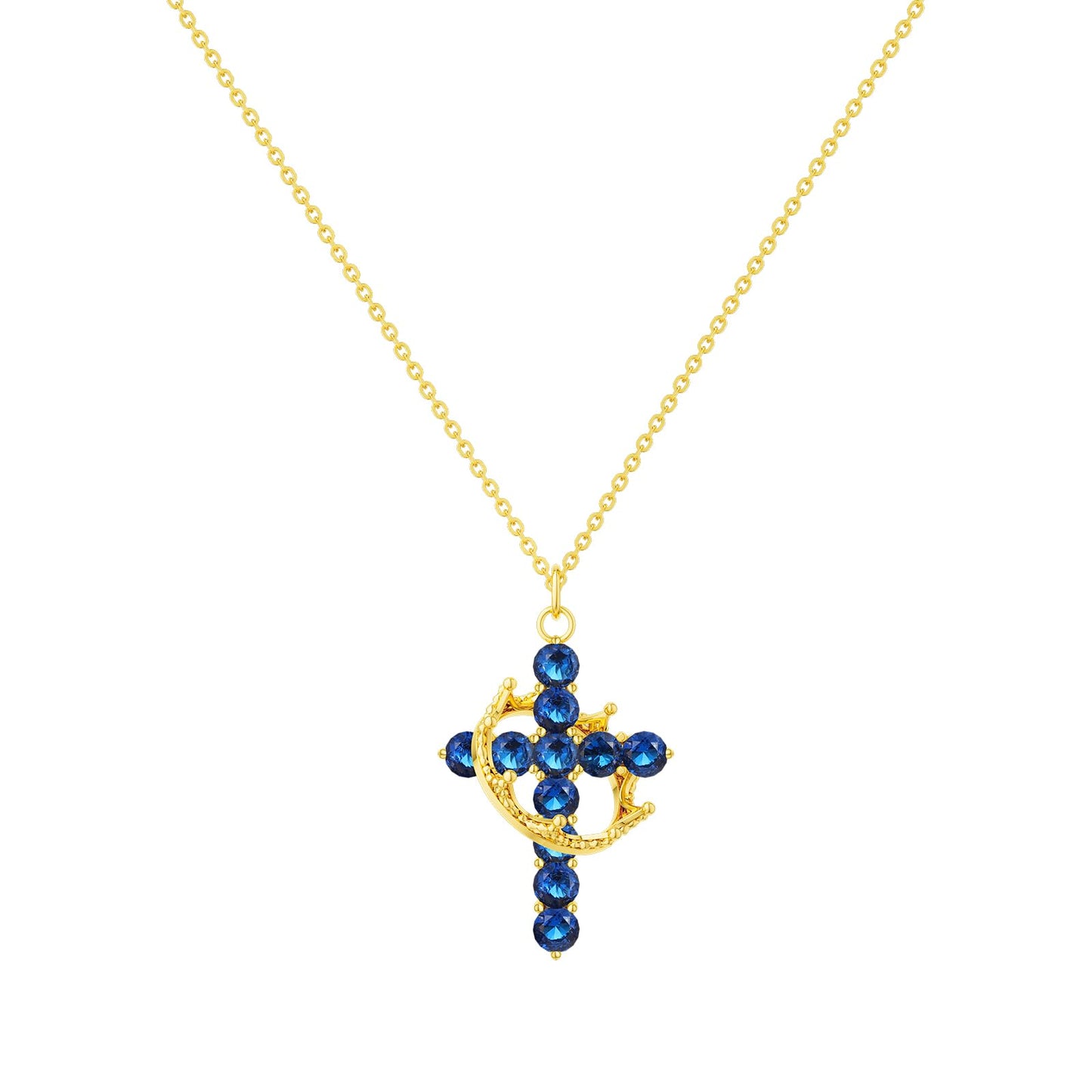 Tewiky Diamond Cross Necklace for women-Dainty 14k Gold Cubic Zirconia Pendant Necklaces Simple Gold Cross Pendant Necklace Cute Tiny Gold Jewelry