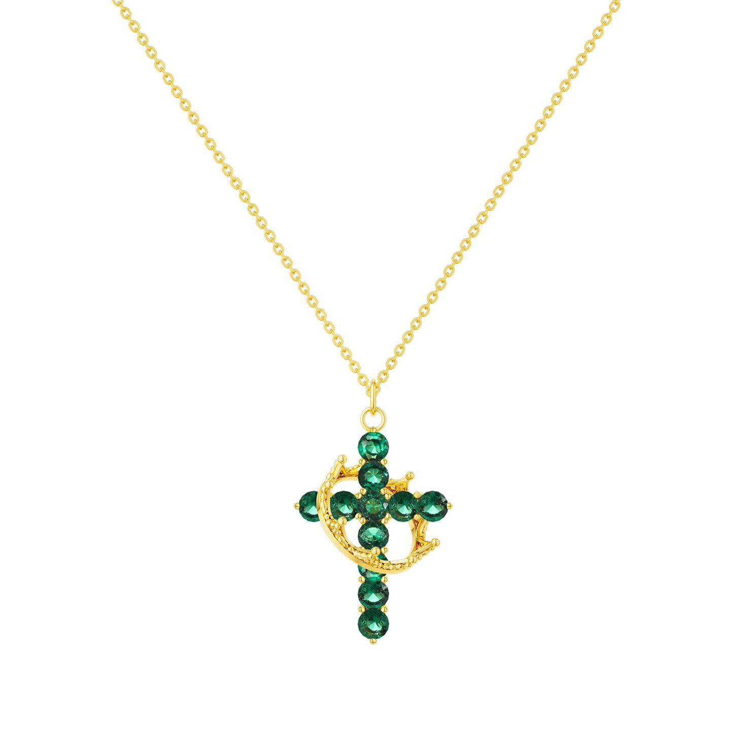 Tewiky Diamond Cross Necklace for women-Dainty 14k Gold Cubic Zirconia Pendant Necklaces Simple Gold Cross Pendant Necklace Cute Tiny Gold Jewelry