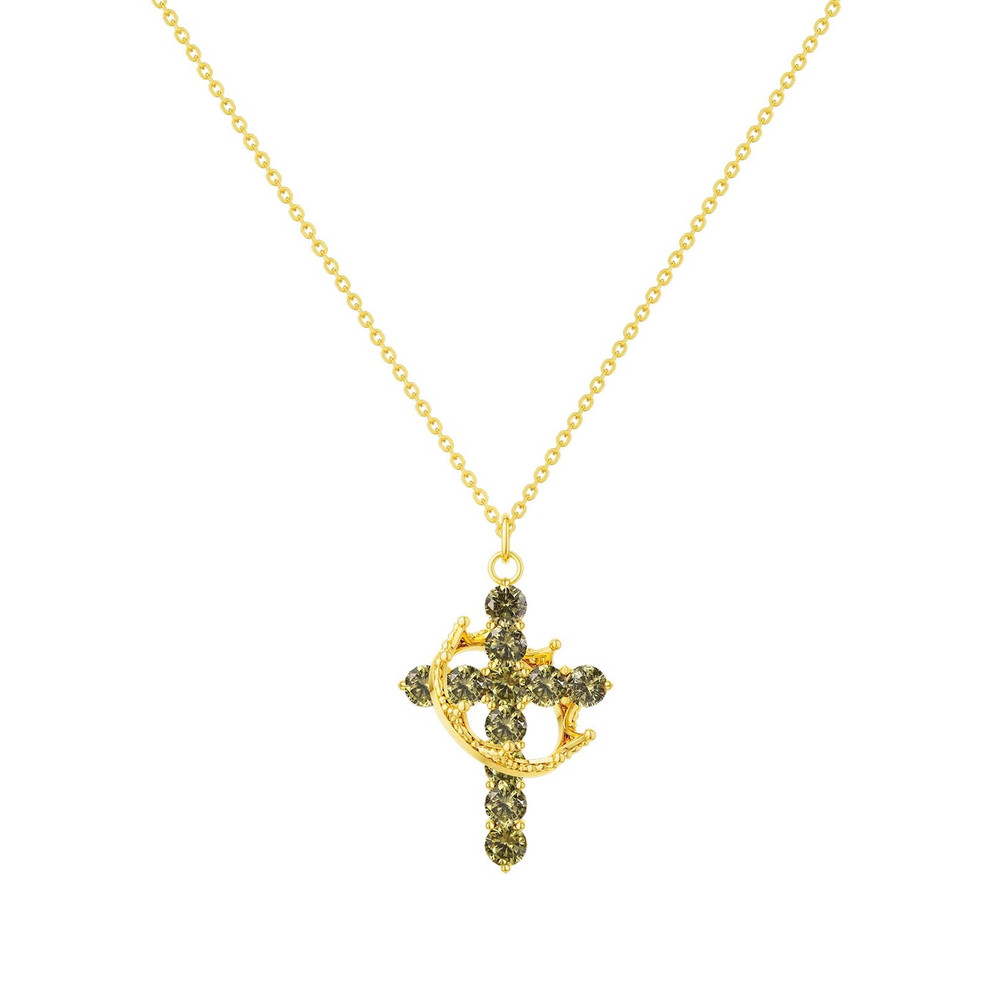Tewiky Diamond Cross Necklace for women-Dainty 14k Gold Cubic Zirconia Pendant Necklaces Simple Gold Cross Pendant Necklace Cute Tiny Gold Jewelry