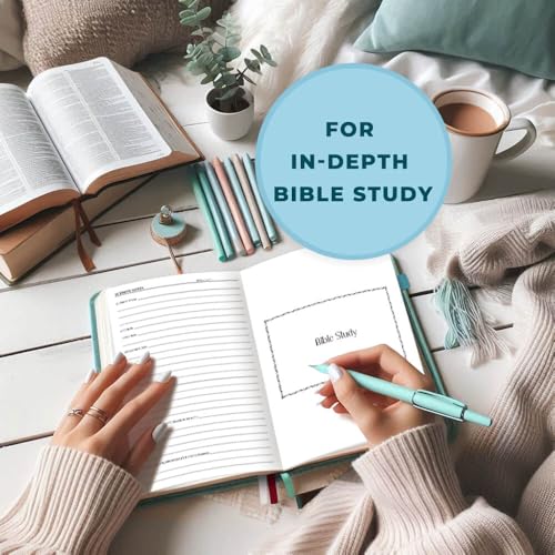 Bible Study Journal - Church Notes Notebook for Note Taking & Reflection - Guided Bible Study Notebook - Faith-Based Religious Gifts & Bible Study Supplies (Aquamarine)