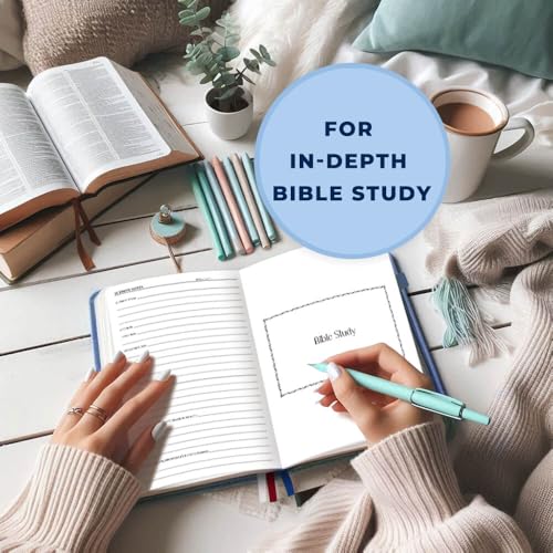 Bible Study Journal - Church Notes Notebook for Note Taking & Reflection - Guided Bible Study Notebook - Faith-Based Religious Gifts & Bible Study Supplies (Aquamarine)