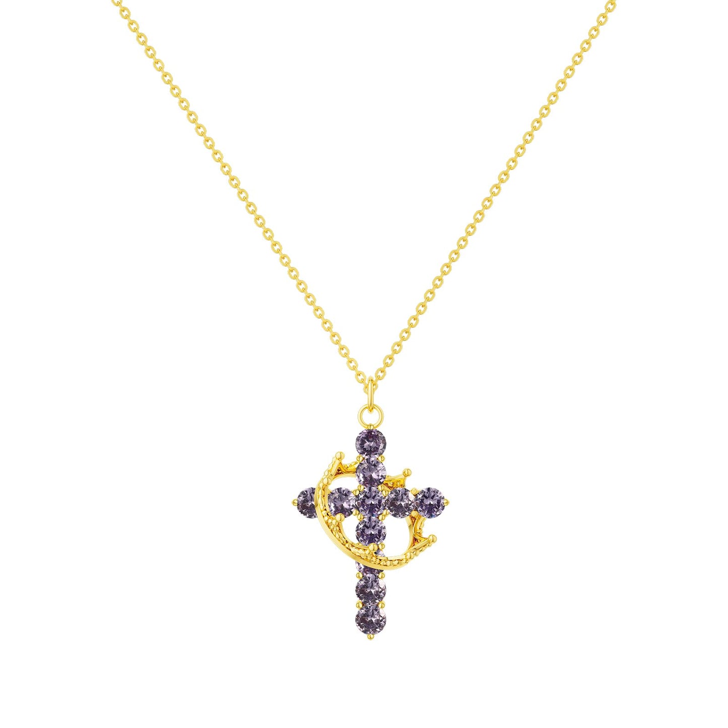 Tewiky Diamond Cross Necklace for women-Dainty 14k Gold Cubic Zirconia Pendant Necklaces Simple Gold Cross Pendant Necklace Cute Tiny Gold Jewelry