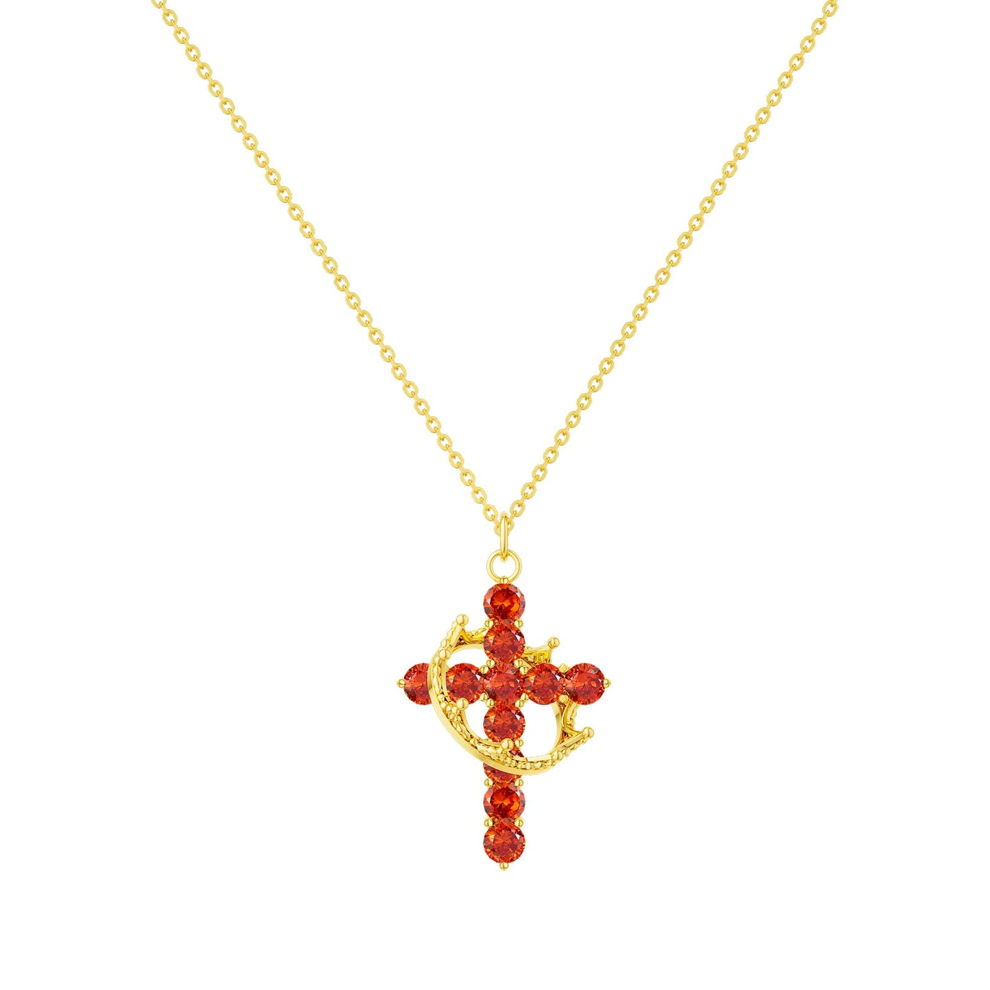 Tewiky Diamond Cross Necklace for women-Dainty 14k Gold Cubic Zirconia Pendant Necklaces Simple Gold Cross Pendant Necklace Cute Tiny Gold Jewelry