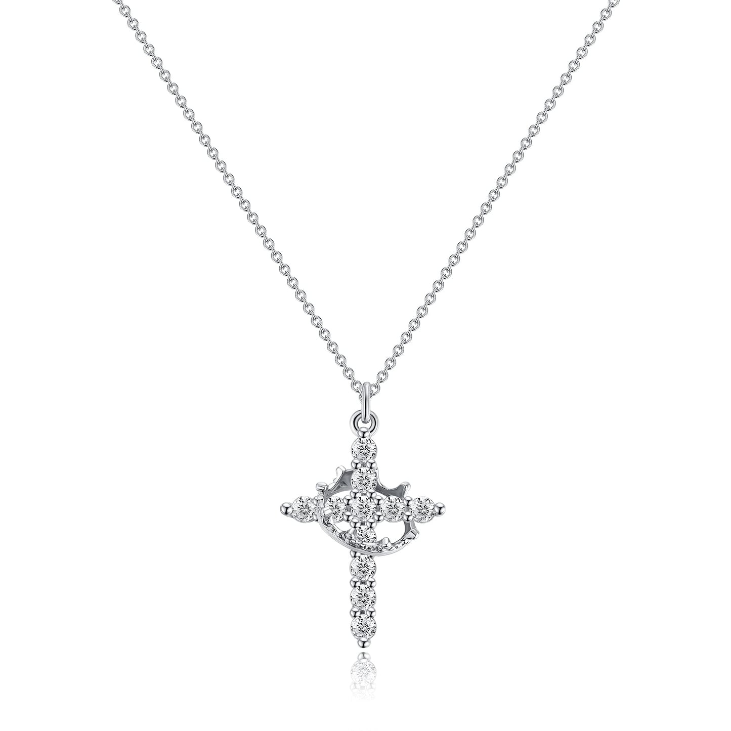 Tewiky Diamond Cross Necklace for women-Dainty 14k Gold Cubic Zirconia Pendant Necklaces Simple Gold Cross Pendant Necklace Cute Tiny Gold Jewelry