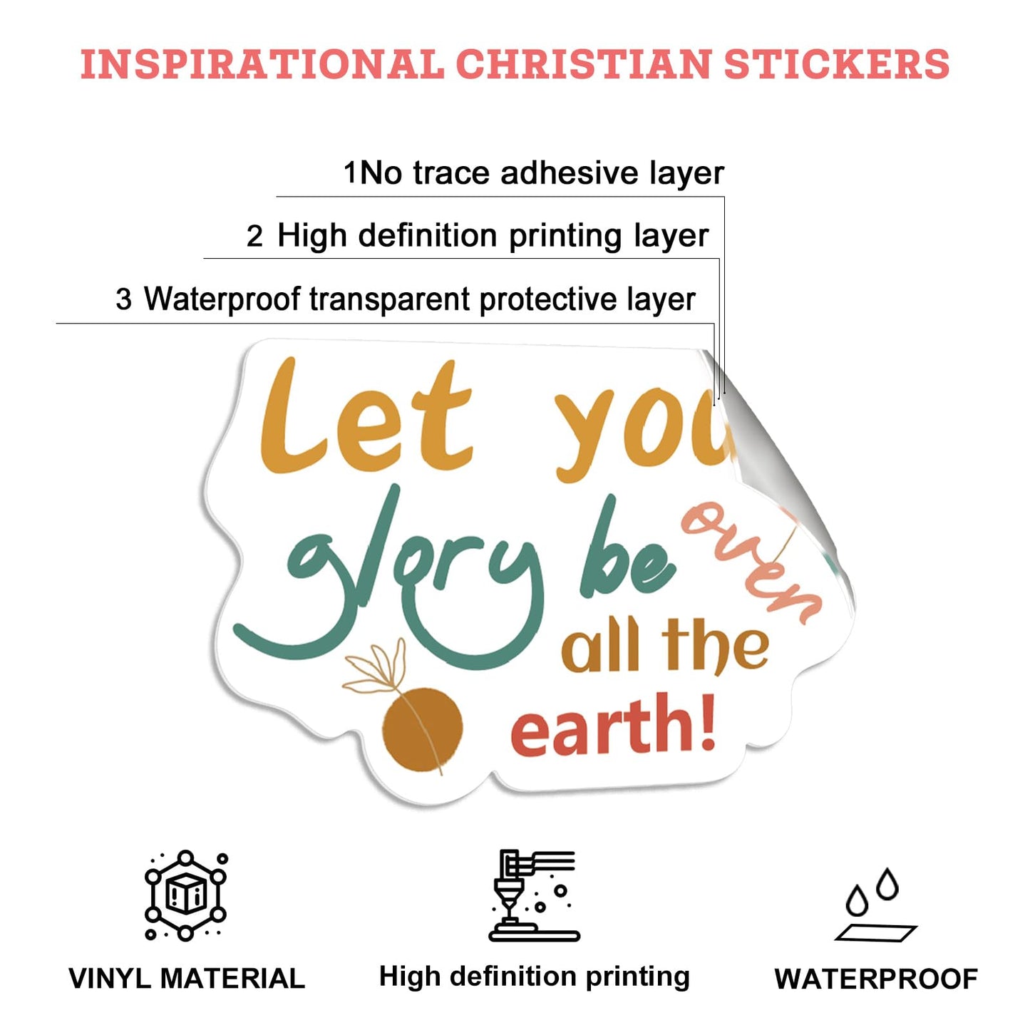50PCS Bible Verse Stickers: Inspirational Christian Stickers for Easter Gifts, Women, Men, Teens - Perfect for Water Bottle, Laptop, Bible