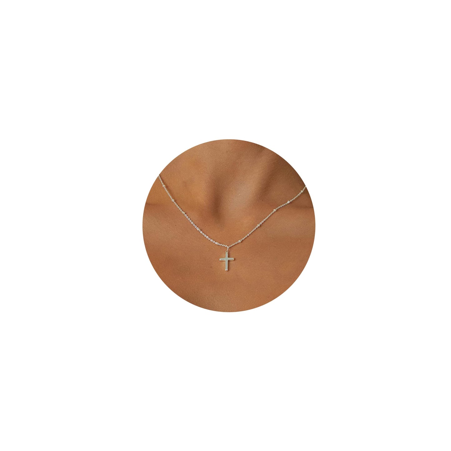 Tewiky Diamond Cross Necklace for women-Dainty 14k Gold Cubic Zirconia Pendant Necklaces Simple Gold Cross Pendant Necklace Cute Tiny Gold Jewelry
