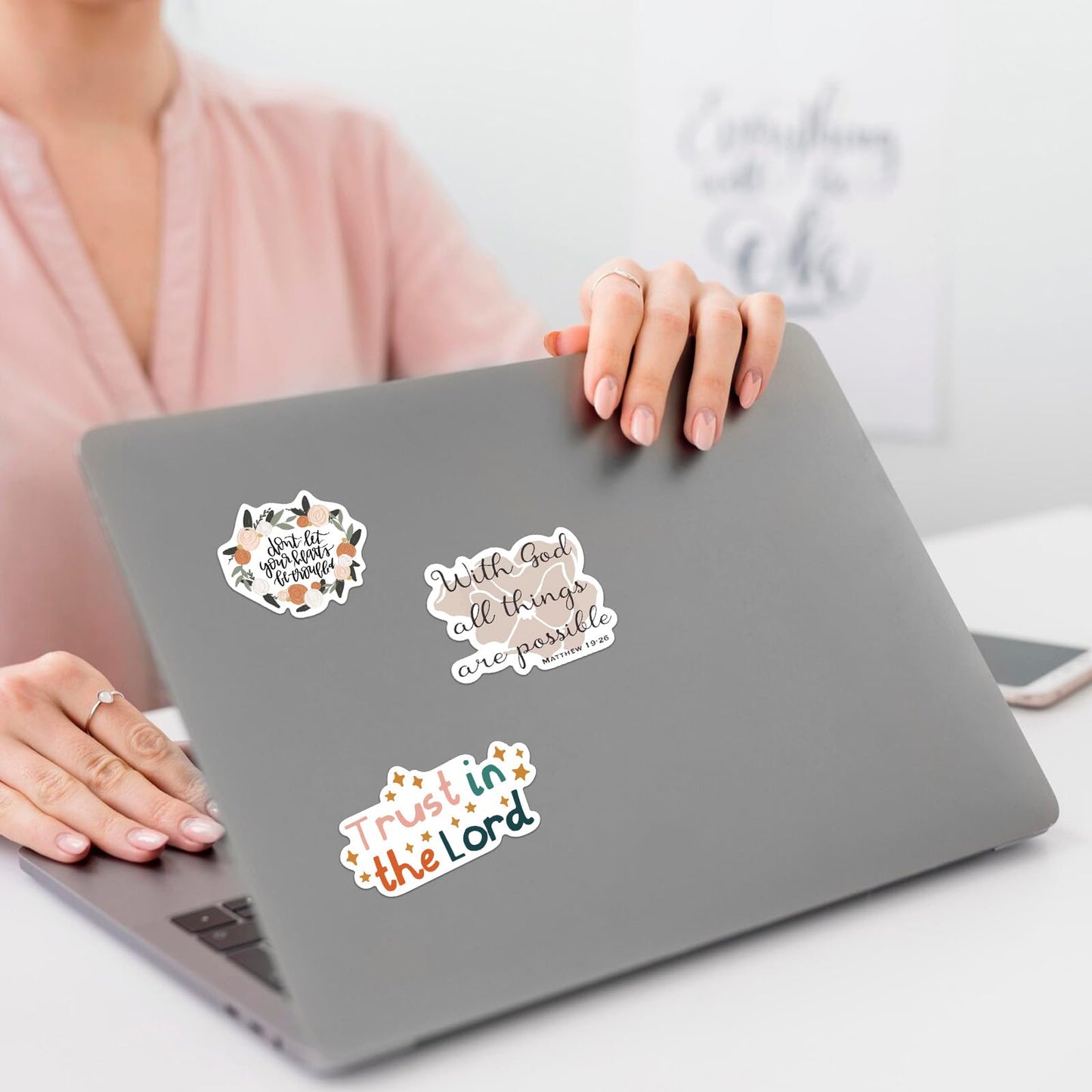 50PCS Bible Verse Stickers: Inspirational Christian Stickers for Easter Gifts, Women, Men, Teens - Perfect for Water Bottle, Laptop, Bible