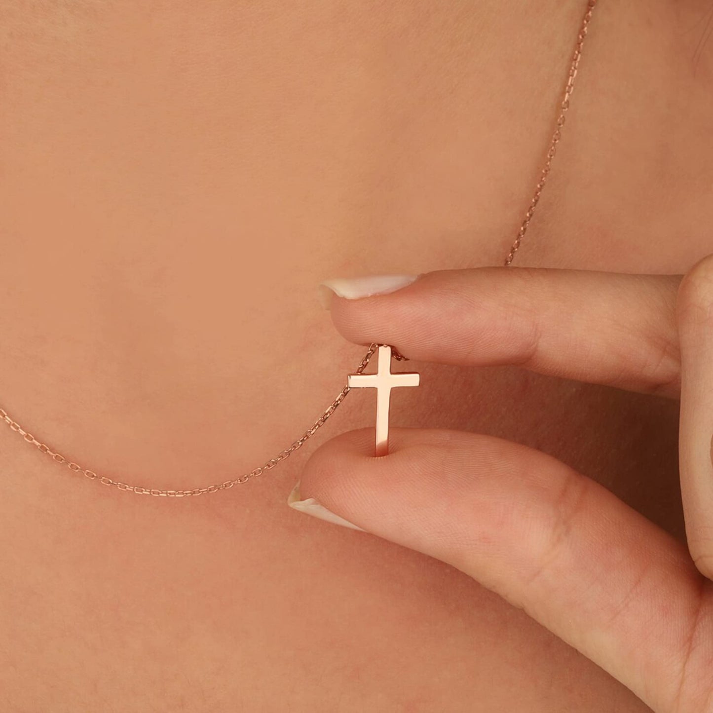Tewiky Diamond Cross Necklace for women-Dainty 14k Gold Cubic Zirconia Pendant Necklaces Simple Gold Cross Pendant Necklace Cute Tiny Gold Jewelry