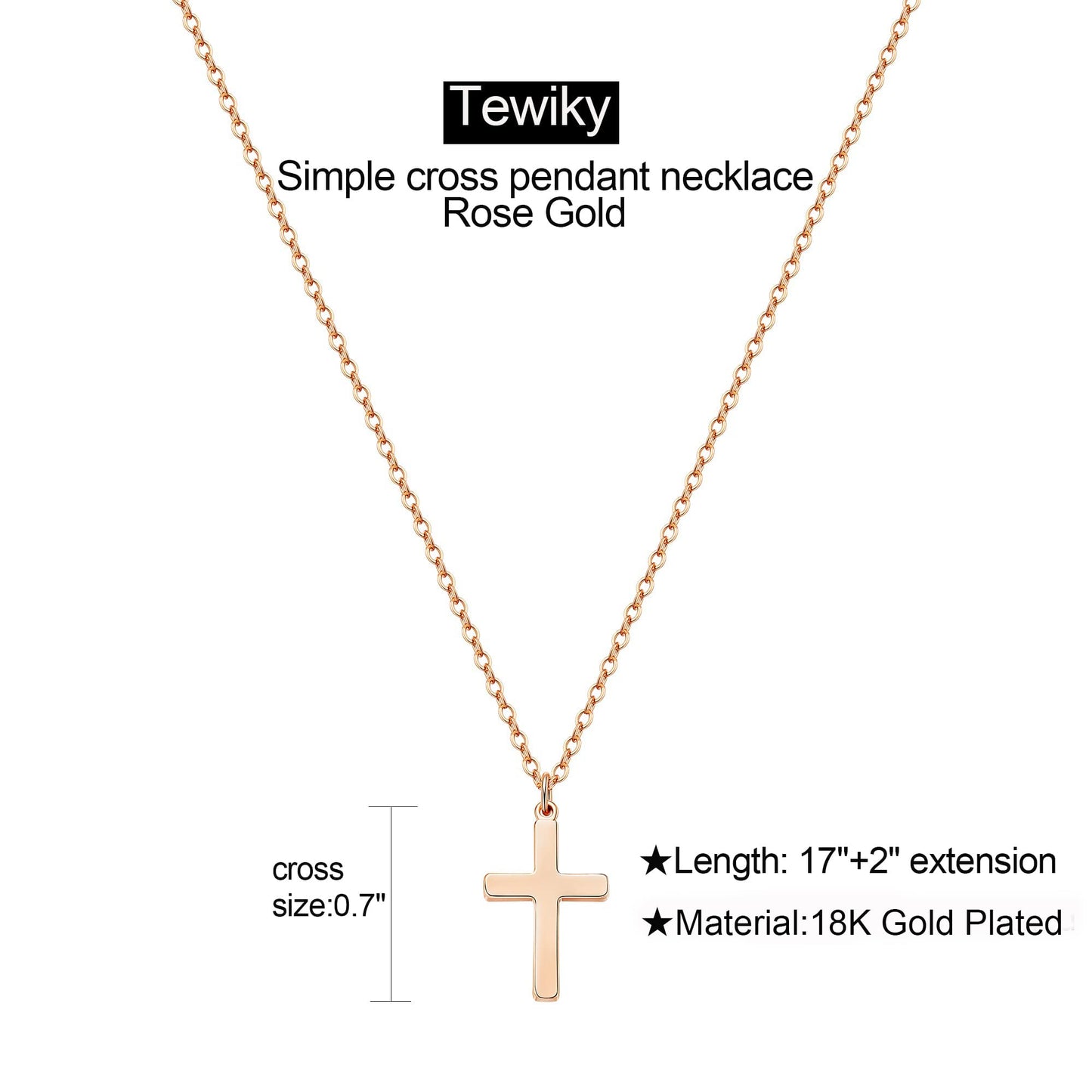 Tewiky Diamond Cross Necklace for women-Dainty 14k Gold Cubic Zirconia Pendant Necklaces Simple Gold Cross Pendant Necklace Cute Tiny Gold Jewelry