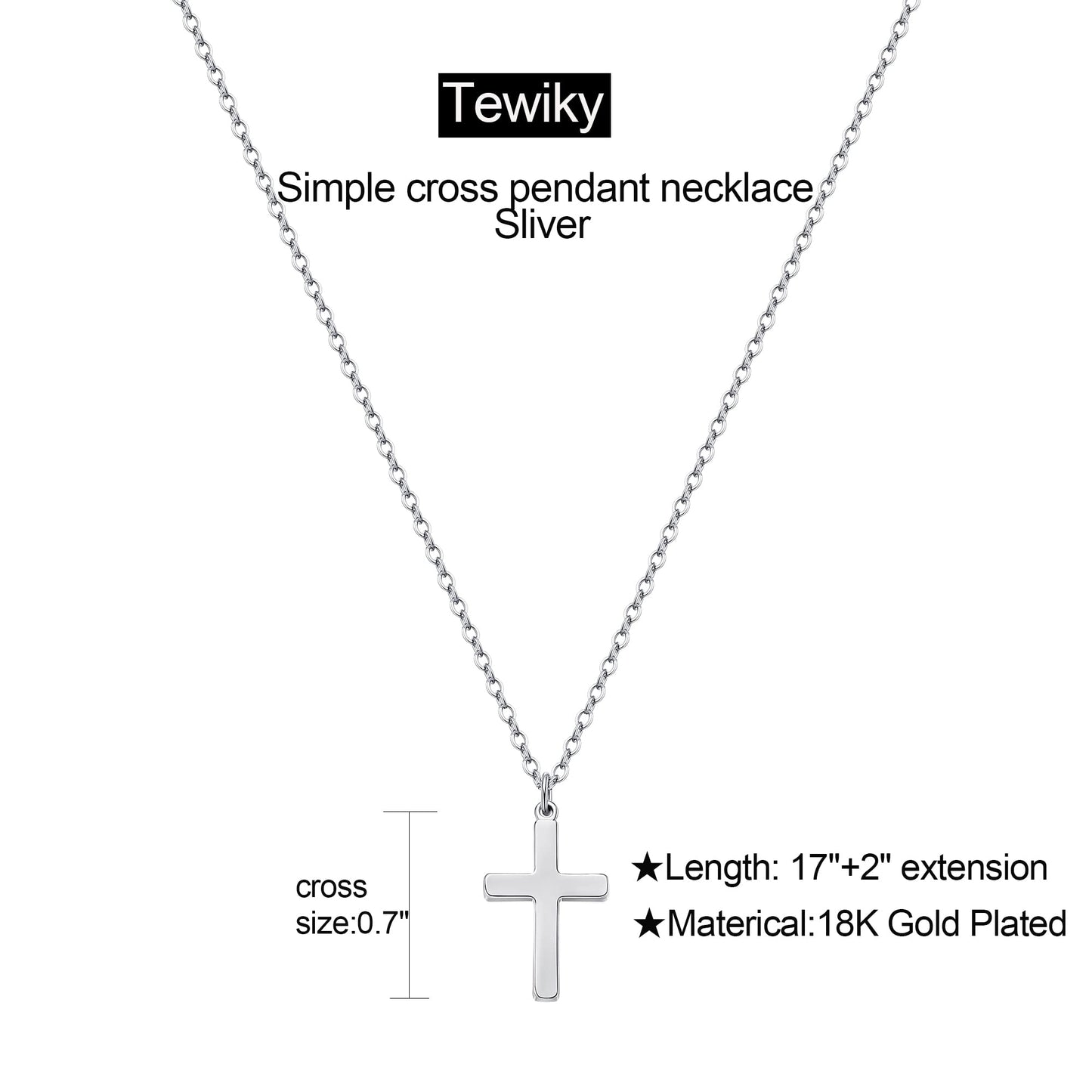 Tewiky Diamond Cross Necklace for women-Dainty 14k Gold Cubic Zirconia Pendant Necklaces Simple Gold Cross Pendant Necklace Cute Tiny Gold Jewelry