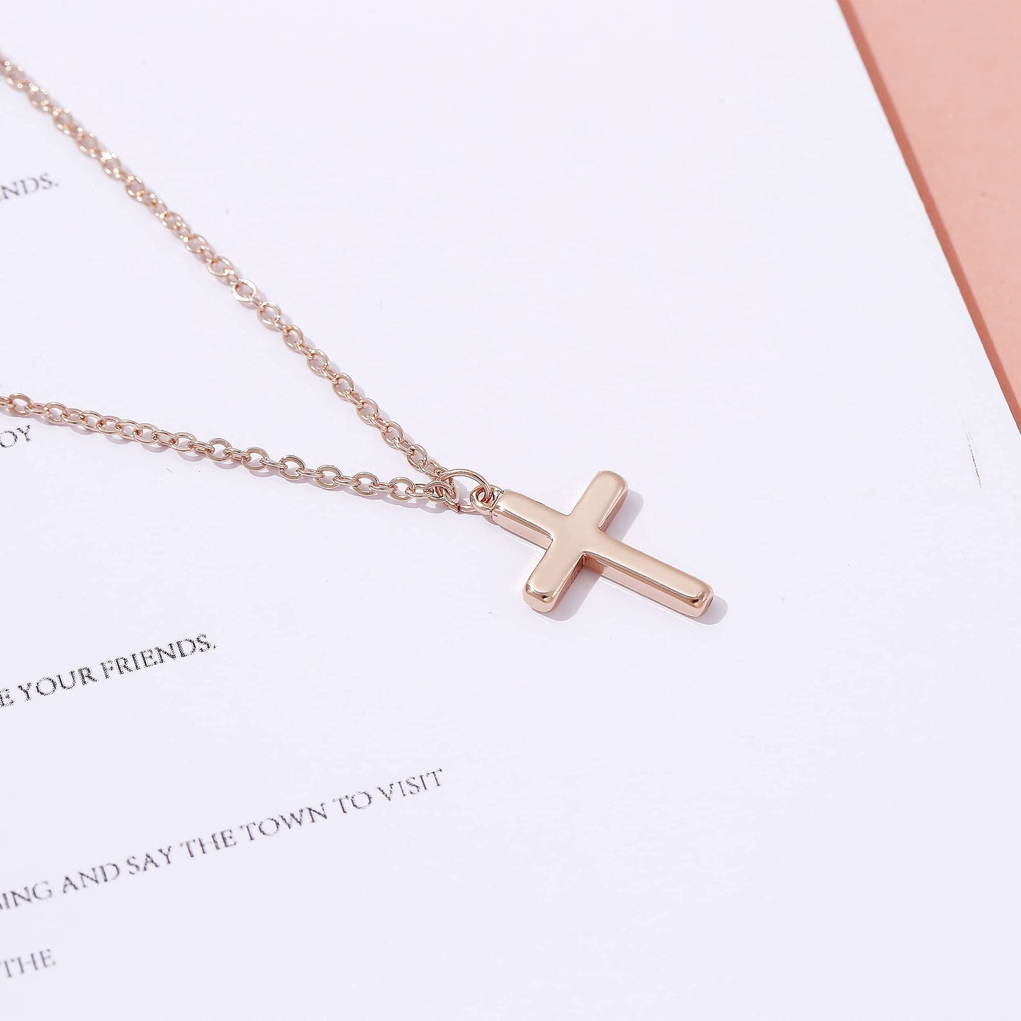 Tewiky Diamond Cross Necklace for women-Dainty 14k Gold Cubic Zirconia Pendant Necklaces Simple Gold Cross Pendant Necklace Cute Tiny Gold Jewelry