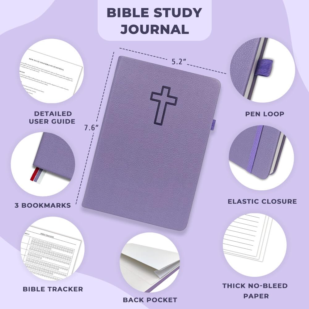 Bible Study Journal - Church Notes Notebook for Note Taking & Reflection - Guided Bible Study Notebook - Faith-Based Religious Gifts & Bible Study Supplies (Aquamarine)