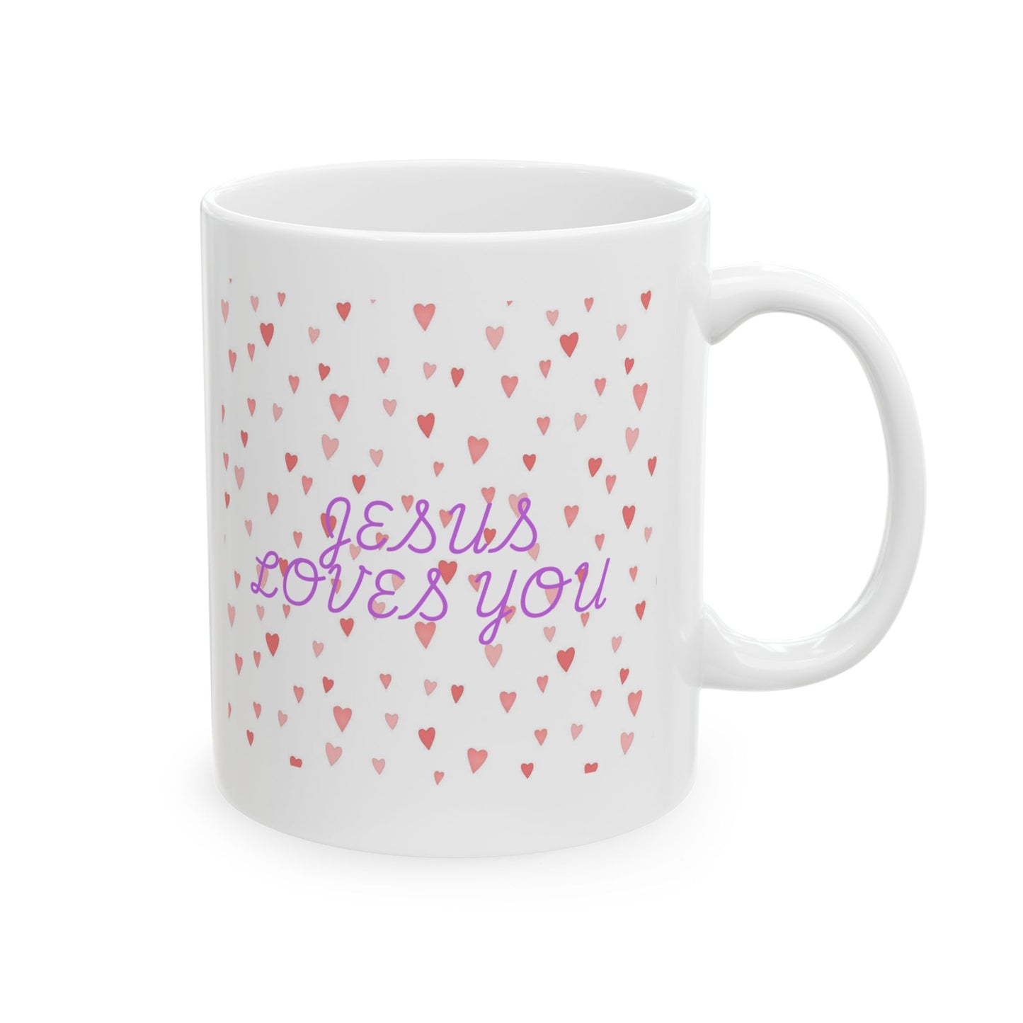 Jesus Loves You Ceramic Mug - Heart Pattern, Inspirational Gift for Coffee Lovers