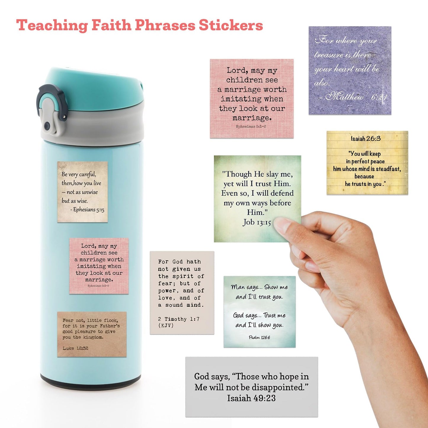 50PCS Bible Verse Stickers: Inspirational Christian Stickers for Easter Gifts, Women, Men, Teens - Perfect for Water Bottle, Laptop, Bible