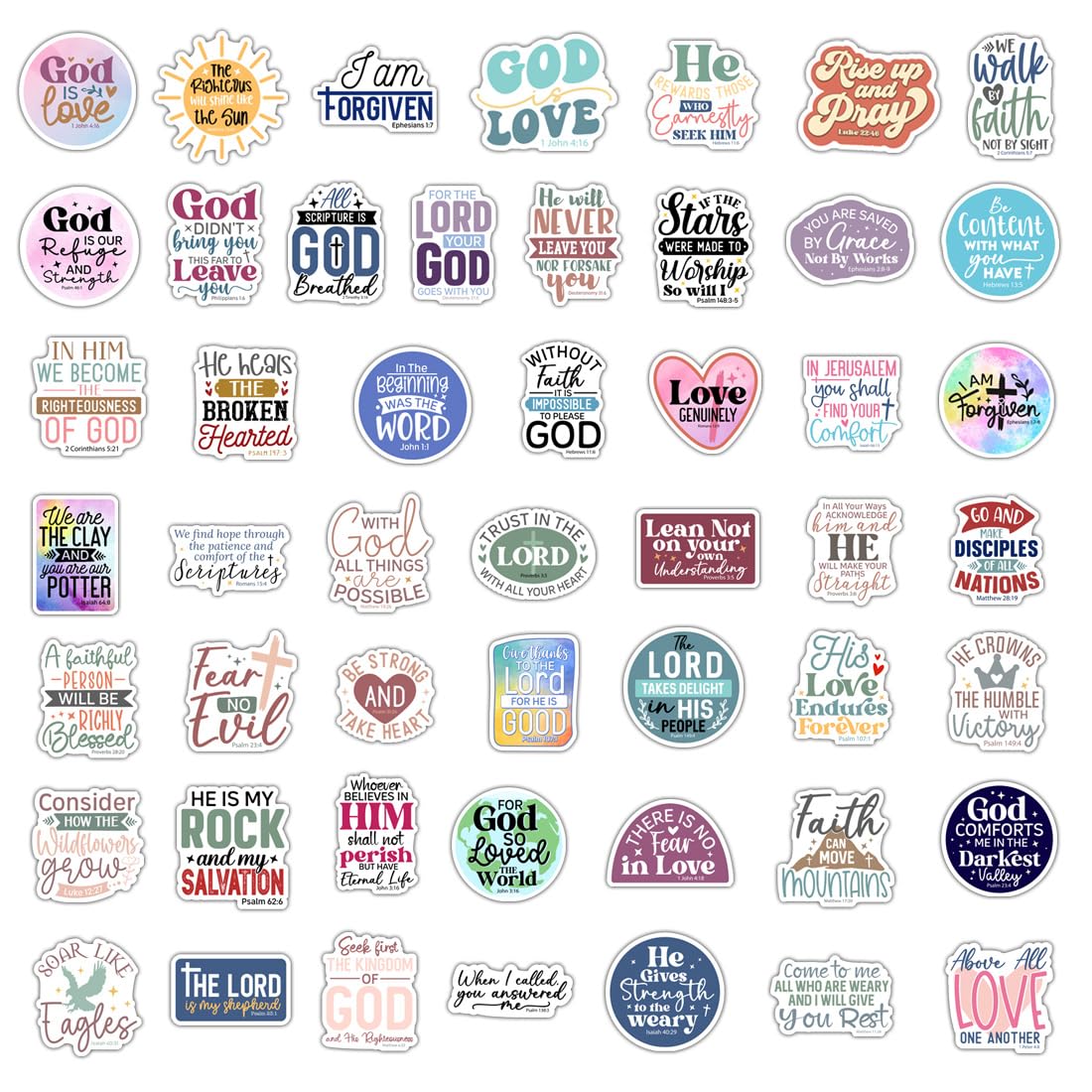 100 Pack Christian Scripture Stickers, Faith Inspiring Religious Gifts for Easter, Journaling, Water Bottles, Bible Verse Stickers, Christian Gifts for Women, Kids, Teens, Boys and Girls (Scripture)