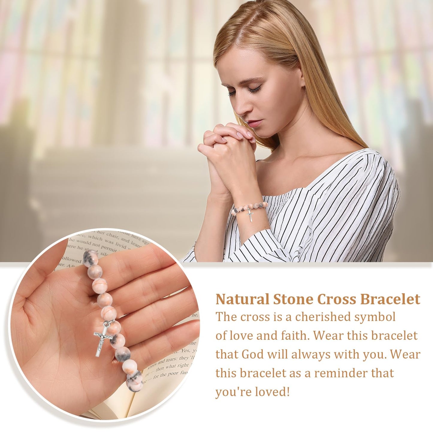 Christian Easter Gifts – Religious Cross Bracelet Faith Jewelry for Women