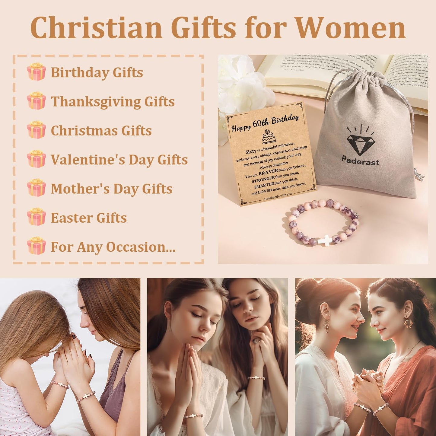 Christian Easter Gifts – Religious Cross Bracelet Faith Jewelry for Women
