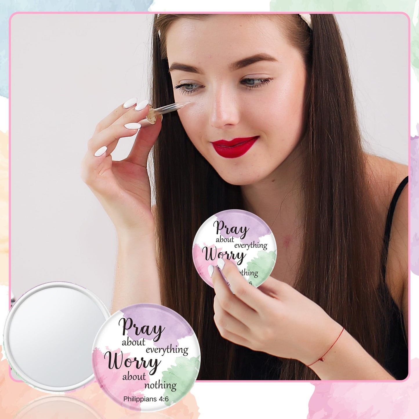 Y1tvei Christian Gifts Compact Mirror - 36Pcs Flower Cross God Say You are Bible Verse Mini Compact Mirrors Inspirational Small Portable Pocket Makeup Mirror for Purse Church Party Favors for Women