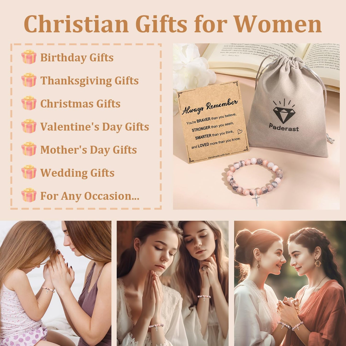 Christian Easter Gifts – Religious Cross Bracelet Faith Jewelry for Women