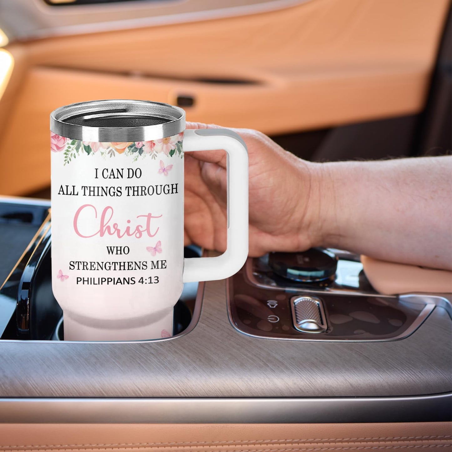 Christian Gifts for Women God Tumbler 40oz Pink Child of God Gifts Coffee Travel Cup - Inspirational Religious Birthday Catholic Spiritual Gift for Sister Friends, Baptism Confirmation Gift for Girls
