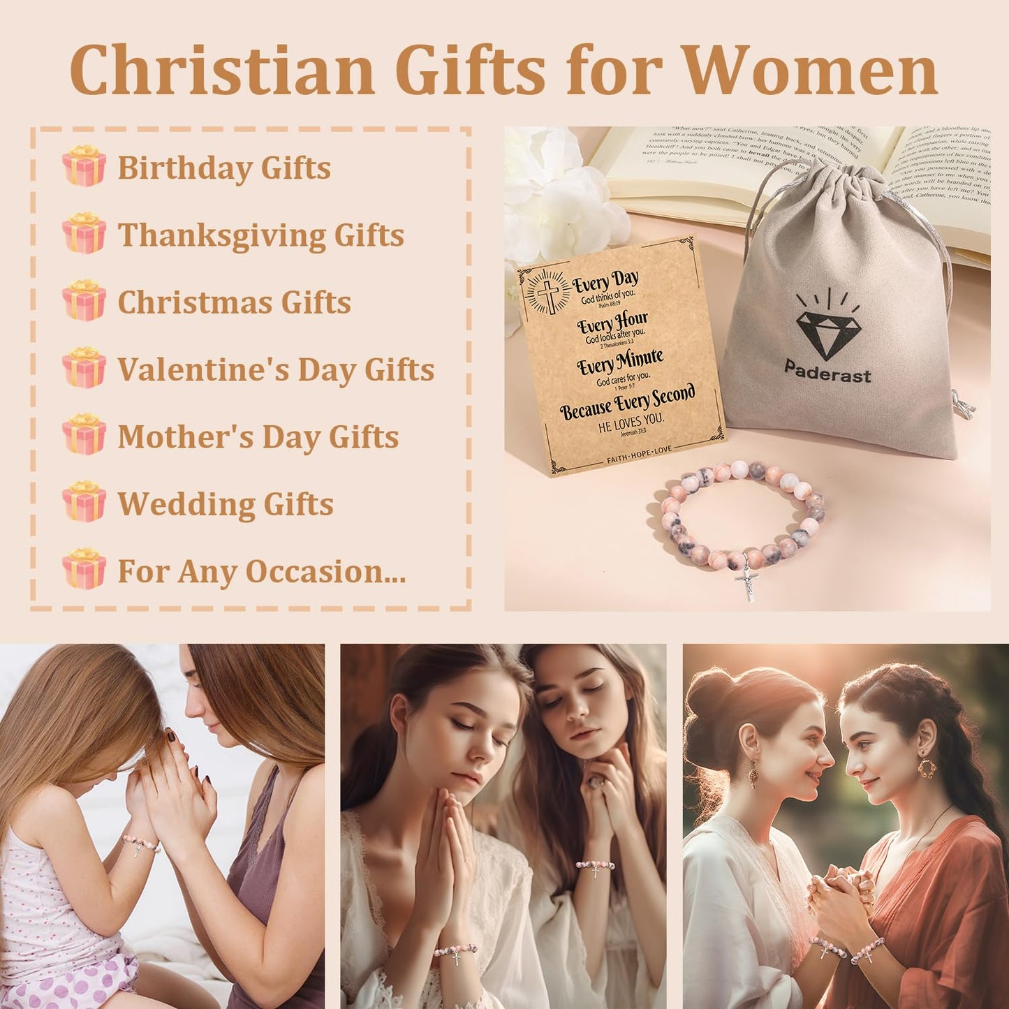Christian Easter Gifts – Religious Cross Bracelet Faith Jewelry for Women