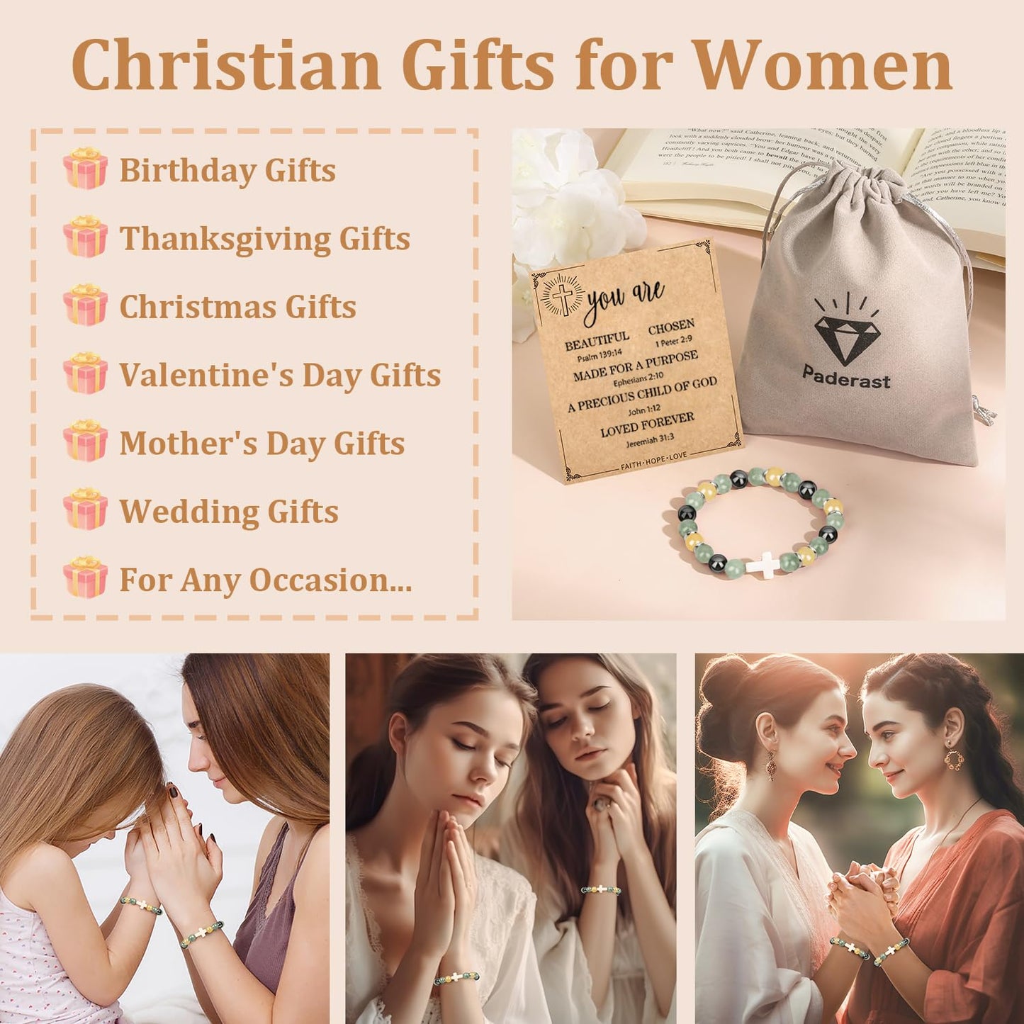 Christian Easter Gifts – Religious Cross Bracelet Faith Jewelry for Women