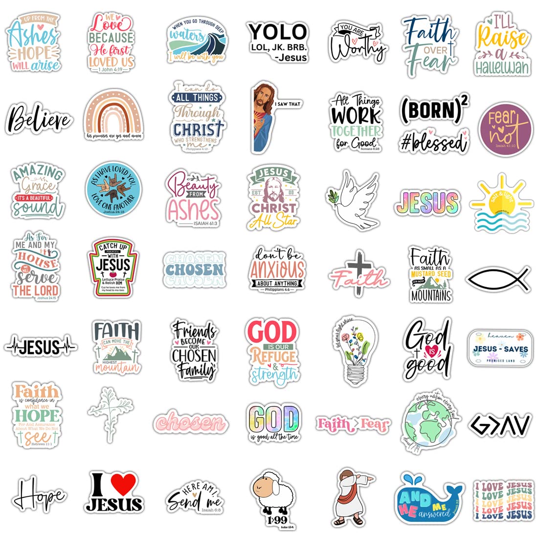 100 Pack Christian Scripture Stickers, Faith Inspiring Religious Gifts for Easter, Journaling, Water Bottles, Bible Verse Stickers, Christian Gifts for Women, Kids, Teens, Boys and Girls (Scripture)
