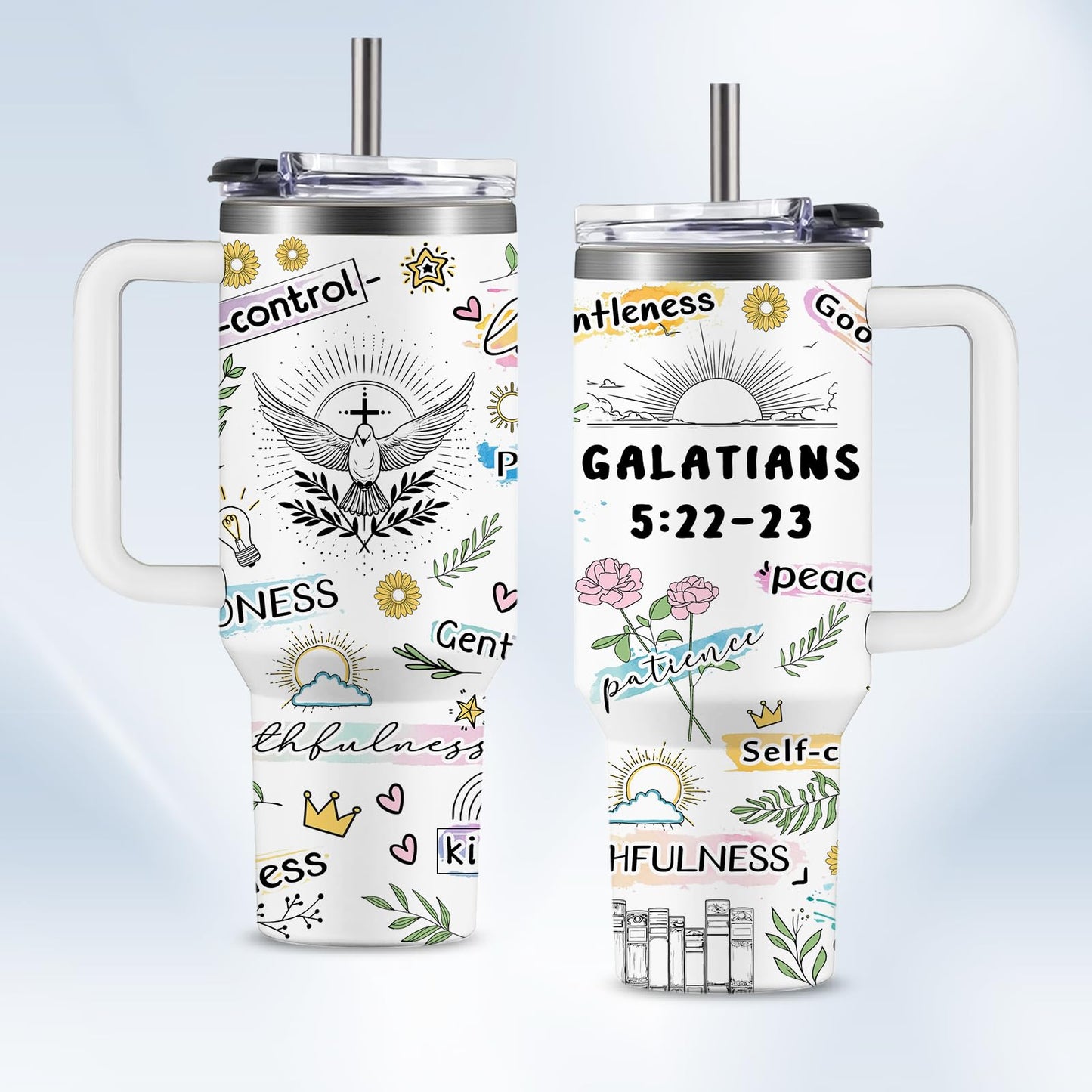 Christian Gifts for Women God Tumbler 40oz Pink Child of God Gifts Coffee Travel Cup - Inspirational Religious Birthday Catholic Spiritual Gift for Sister Friends, Baptism Confirmation Gift for Girls