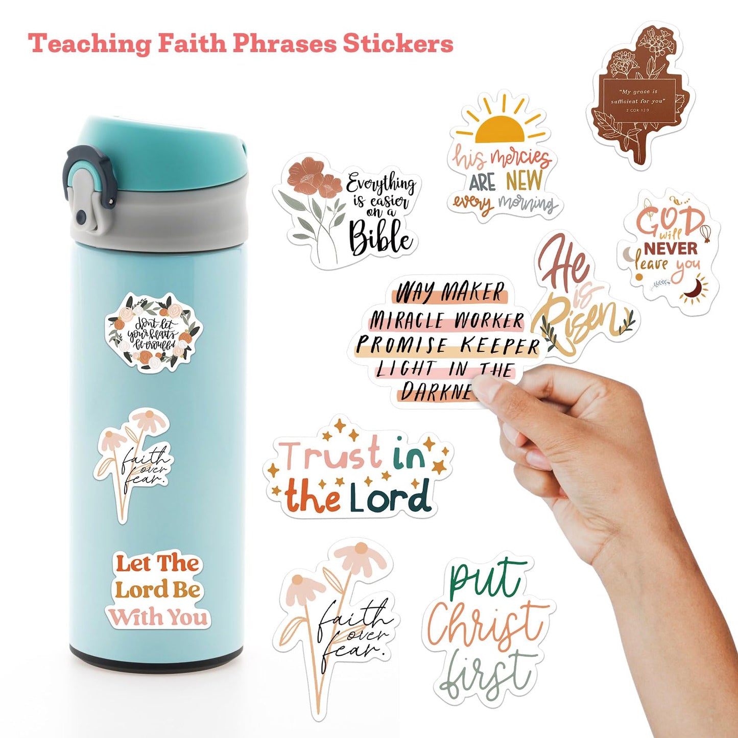 50PCS Bible Verse Stickers: Inspirational Christian Stickers for Easter Gifts, Women, Men, Teens - Perfect for Water Bottle, Laptop, Bible