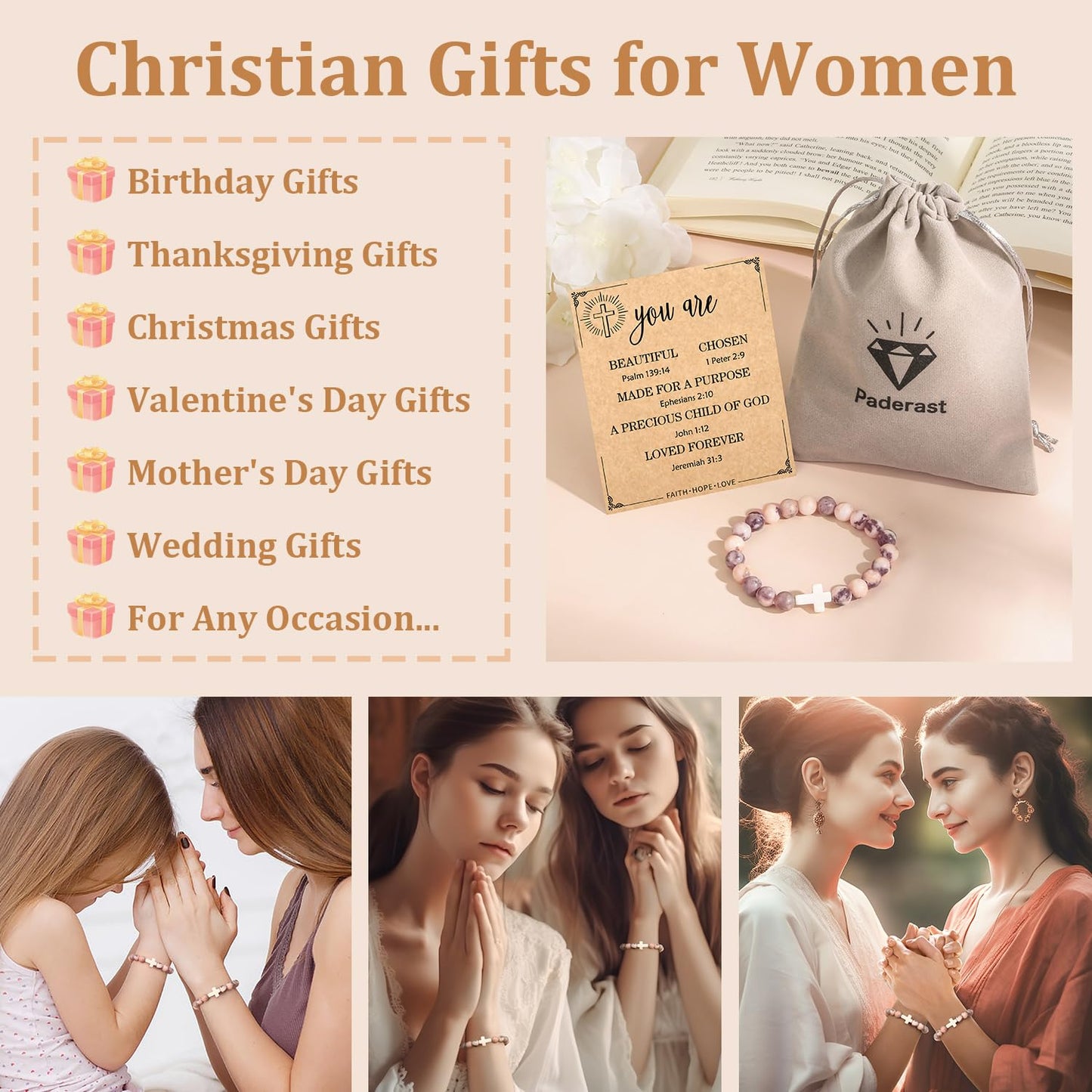 Christian Easter Gifts – Religious Cross Bracelet Faith Jewelry for Women