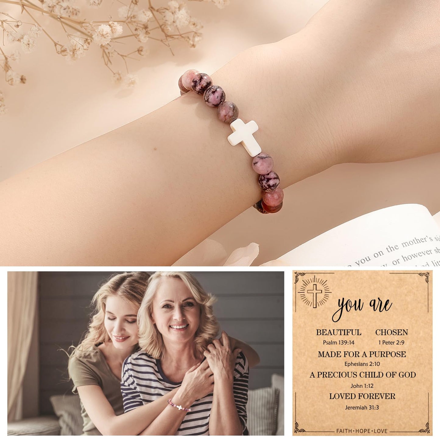 Christian Easter Gifts – Religious Cross Bracelet Faith Jewelry for Women