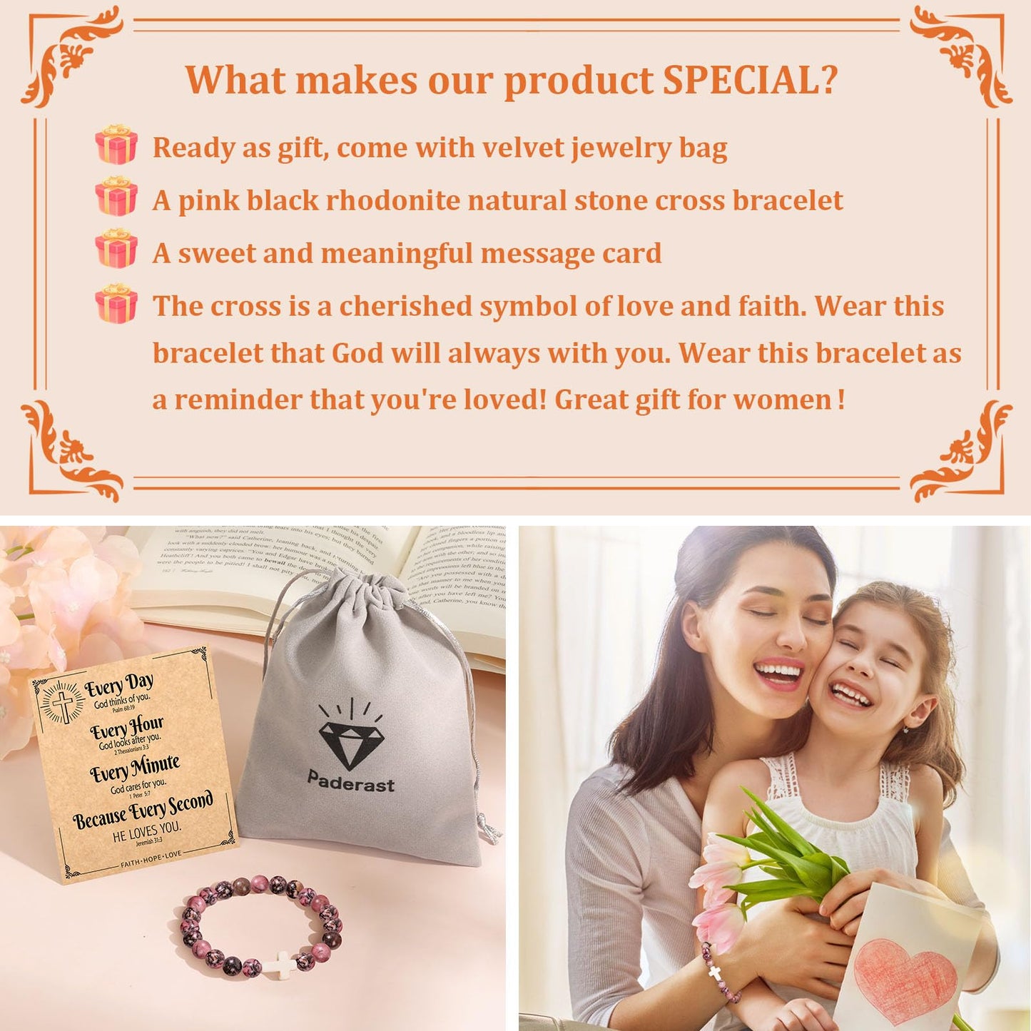 Christian Easter Gifts – Religious Cross Bracelet Faith Jewelry for Women