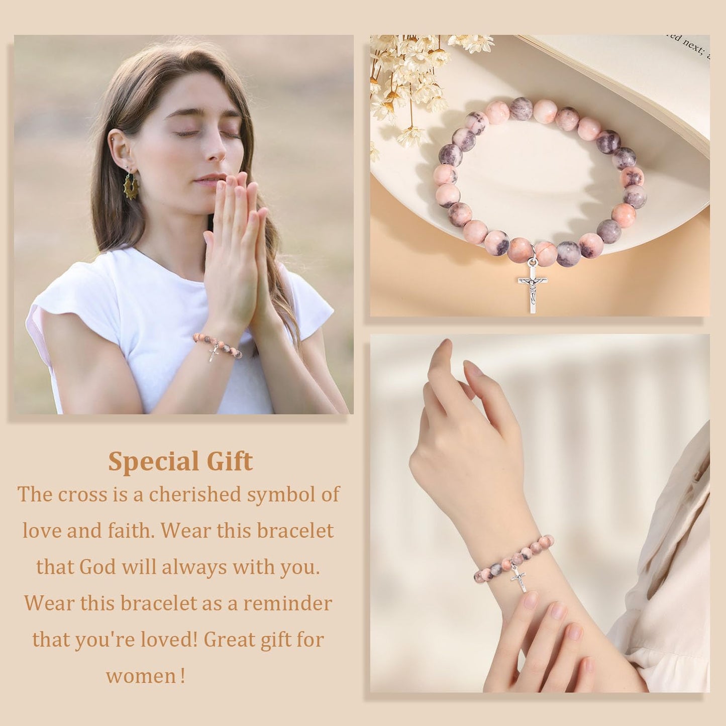 Christian Easter Gifts – Religious Cross Bracelet Faith Jewelry for Women