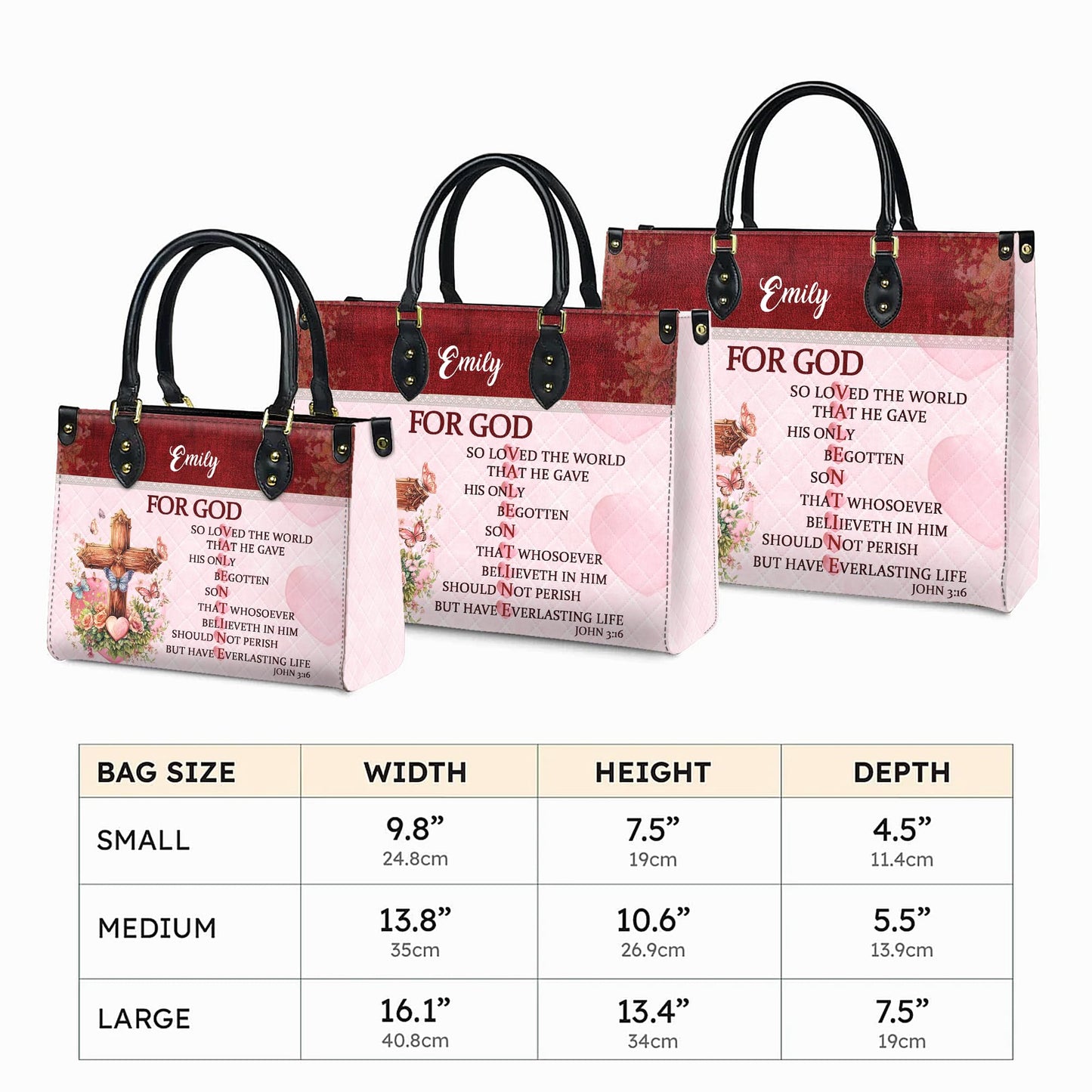 Personalized Leather Handbag for Women, Custom Name Church Bag, Christian Gifts, Mother Day's Gift for God Lovers