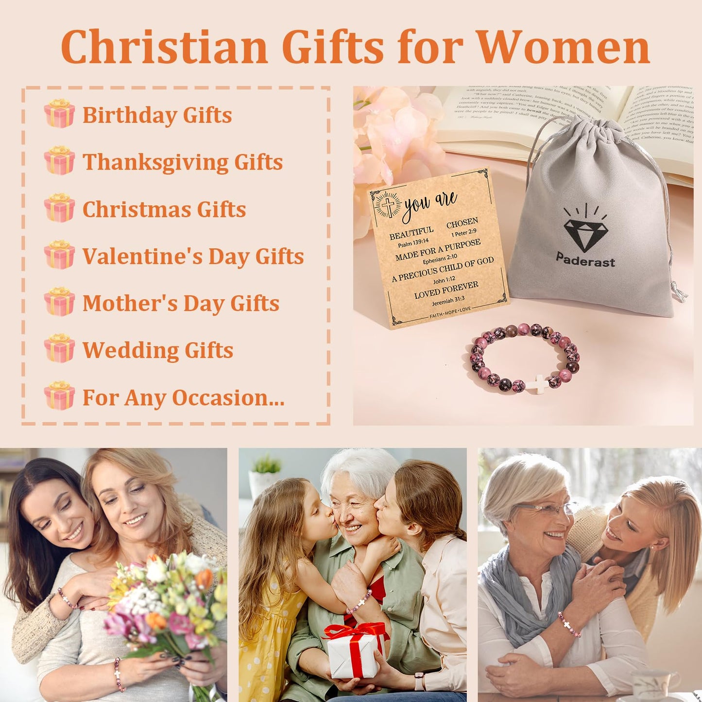 Christian Easter Gifts – Religious Cross Bracelet Faith Jewelry for Women