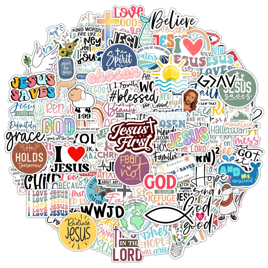 100 Pack Christian Scripture Stickers, Faith Inspiring Religious Gifts for Easter, Journaling, Water Bottles, Bible Verse Stickers, Christian Gifts for Women, Kids, Teens, Boys and Girls (Scripture)