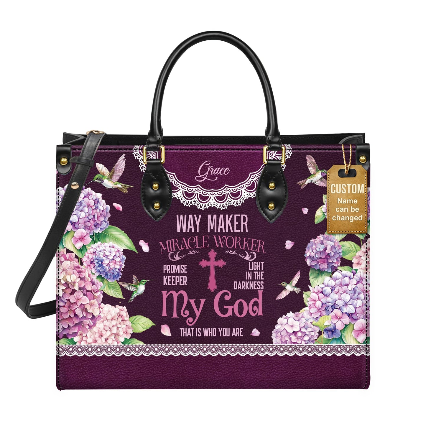 Personalized Leather Handbag for Women, Custom Name Church Bag, Christian Gifts, Mother Day's Gift for God Lovers