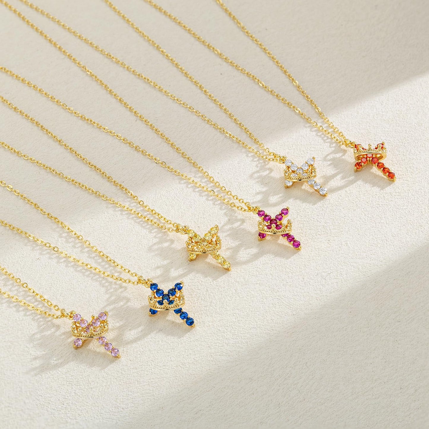 Tewiky Diamond Cross Necklace for women-Dainty 14k Gold Cubic Zirconia Pendant Necklaces Simple Gold Cross Pendant Necklace Cute Tiny Gold Jewelry