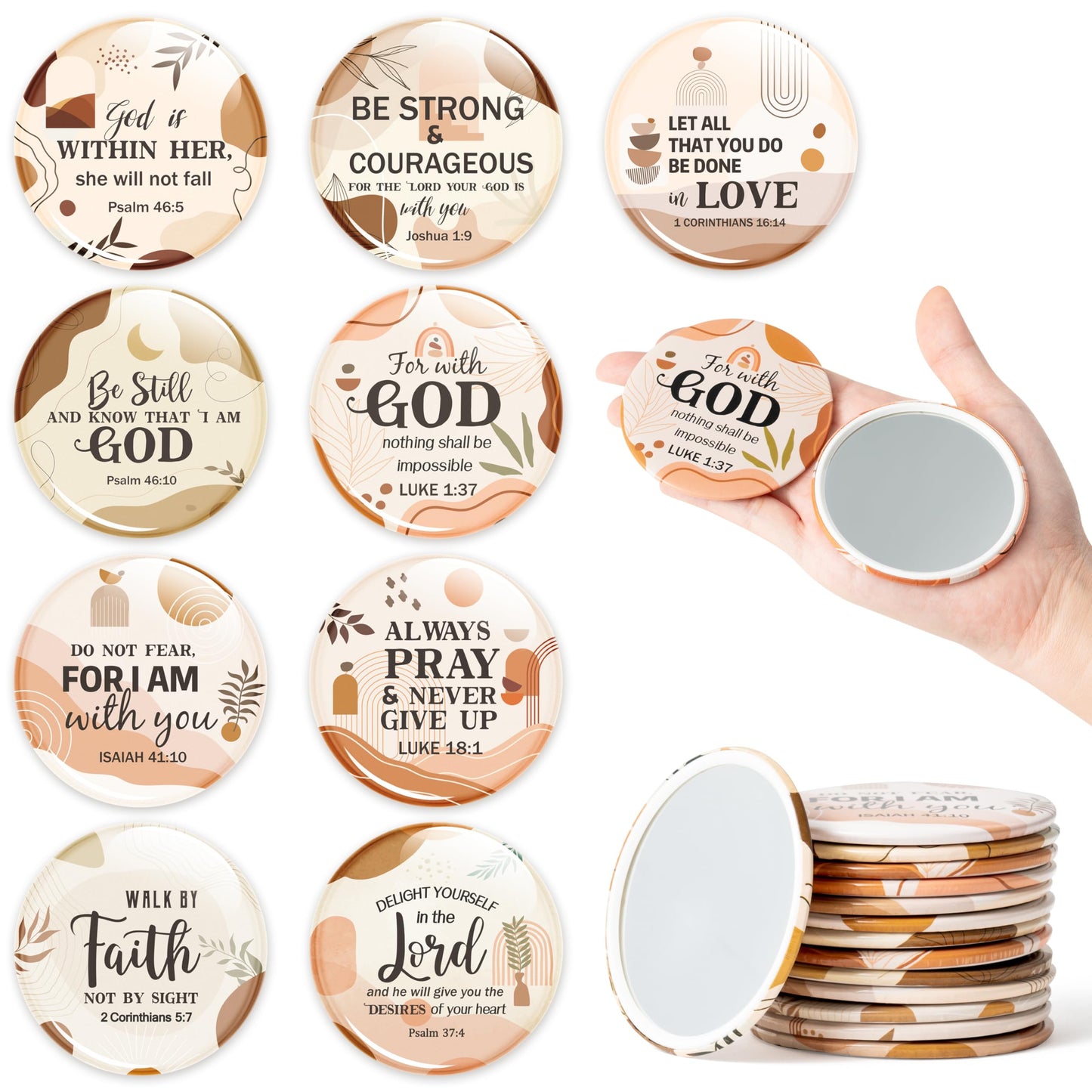 Y1tvei Christian Gifts Compact Mirror - 36Pcs Flower Cross God Say You are Bible Verse Mini Compact Mirrors Inspirational Small Portable Pocket Makeup Mirror for Purse Church Party Favors for Women