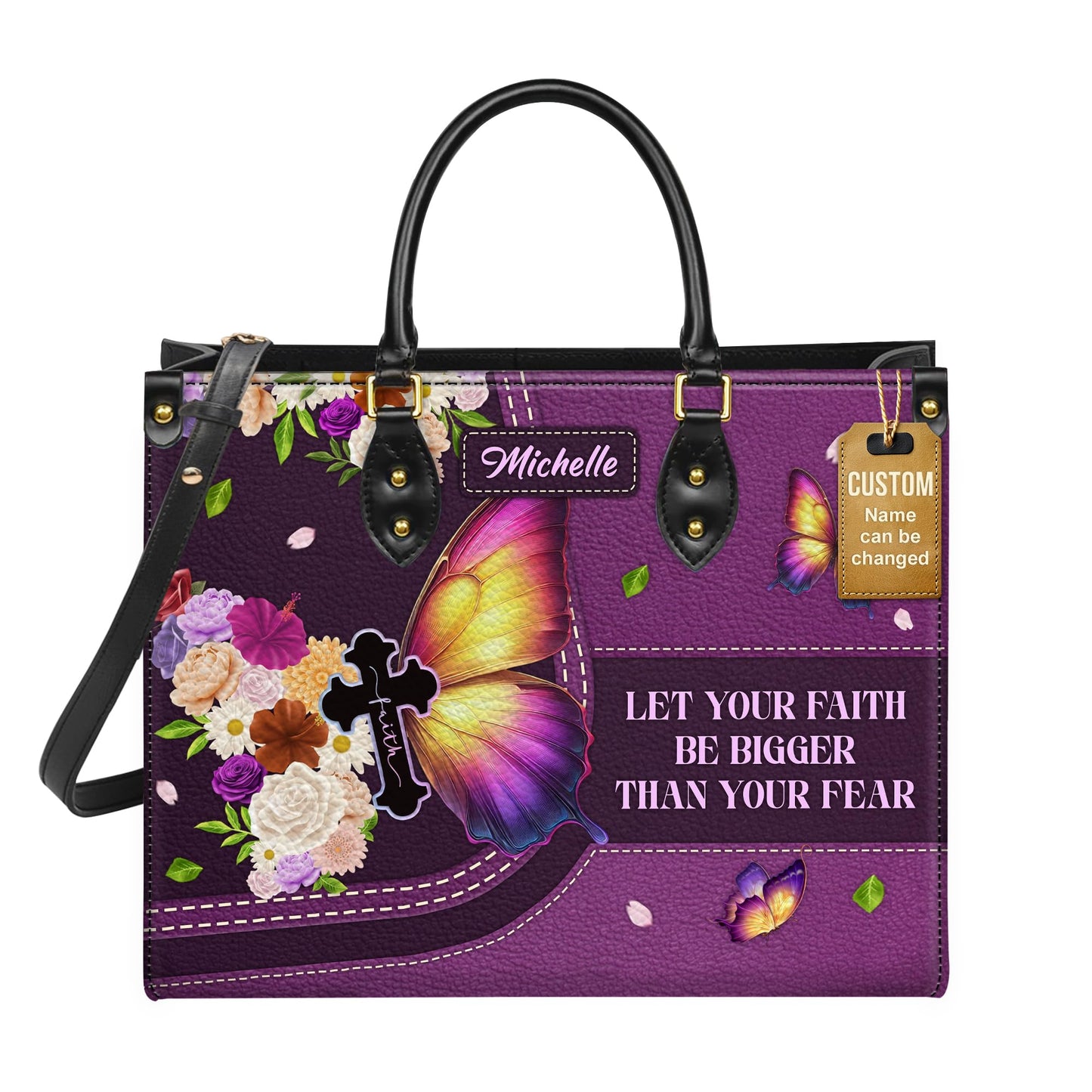 Personalized Leather Handbag for Women, Custom Name Church Bag, Christian Gifts, Mother Day's Gift for God Lovers