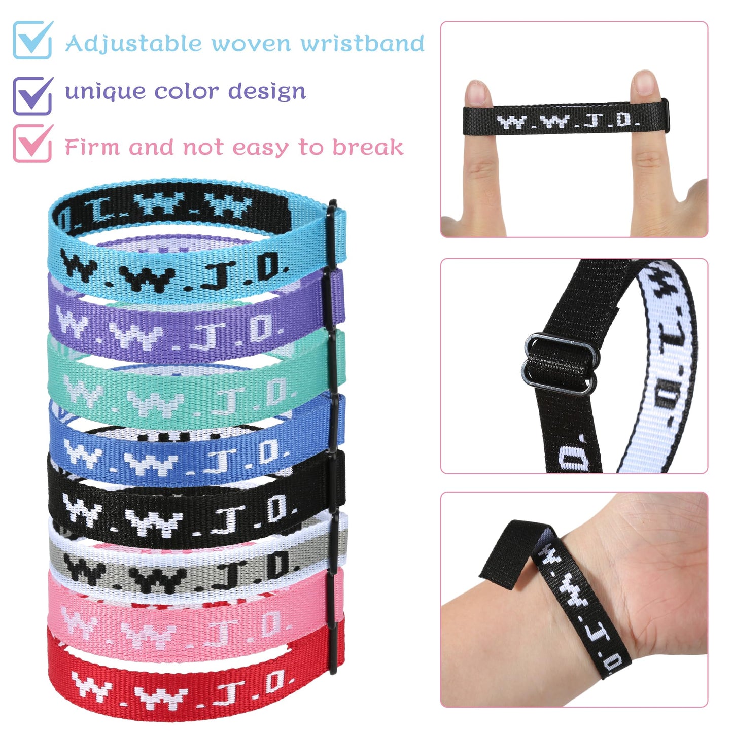 8PCS WWJD Christian Bracelet Pack for Women Men, Christian Jesus Gifts Adjustable Wristbands, WWJD Bracelets Bulk - What Would Jesus Do Bracelet