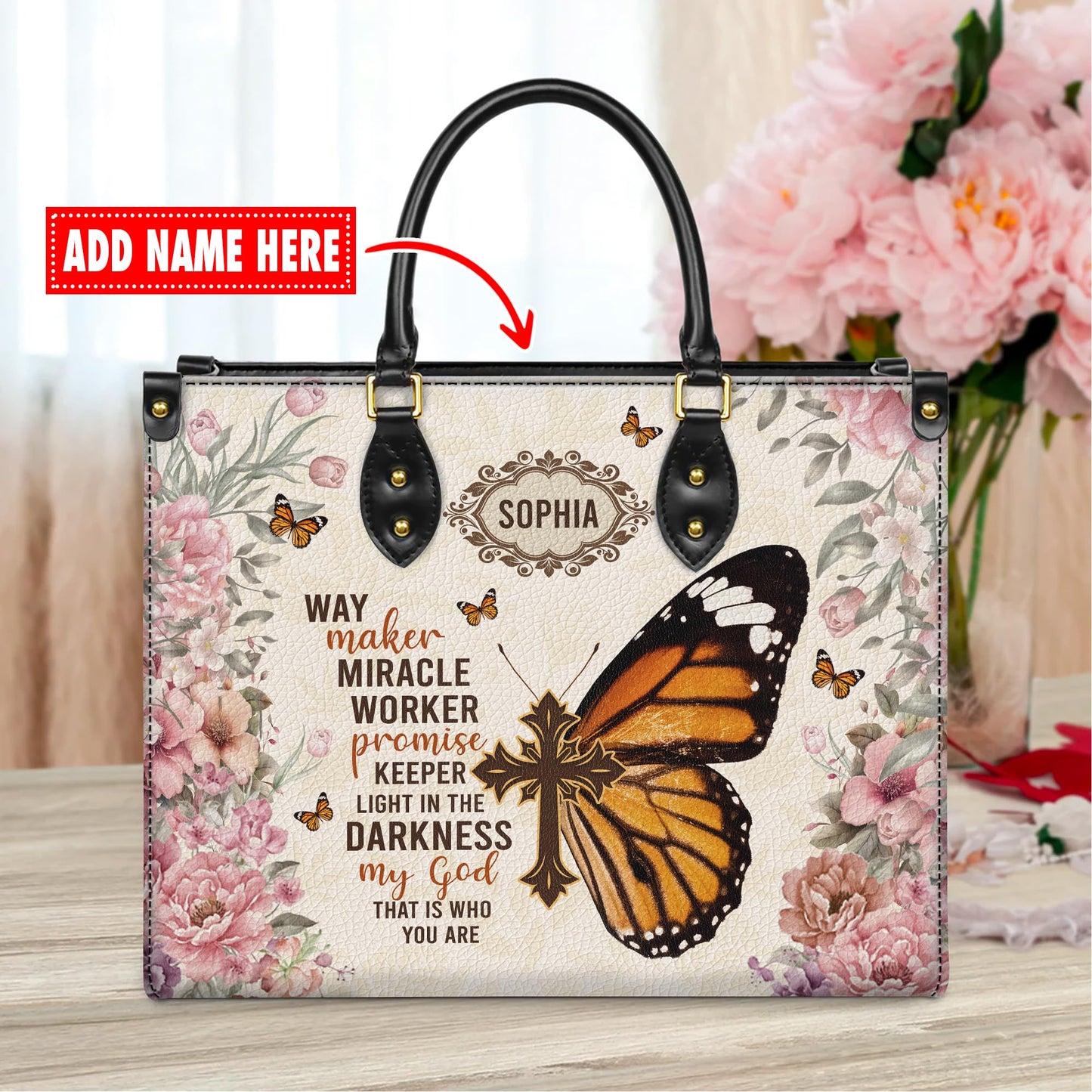 Personalized Leather Handbag for Women, Custom Name Church Bag, Christian Gifts, Mother Day's Gift for God Lovers