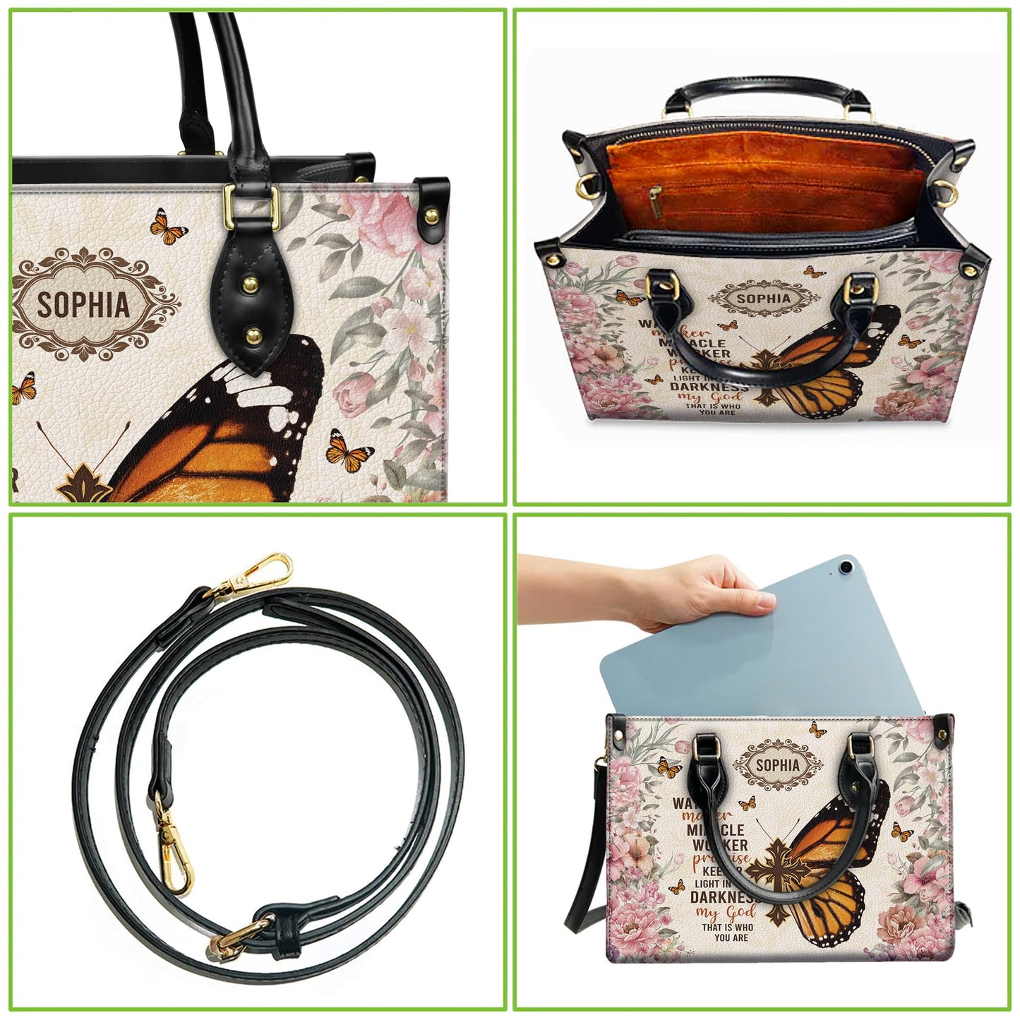 Personalized Leather Handbag for Women, Custom Name Church Bag, Christian Gifts, Mother Day's Gift for God Lovers