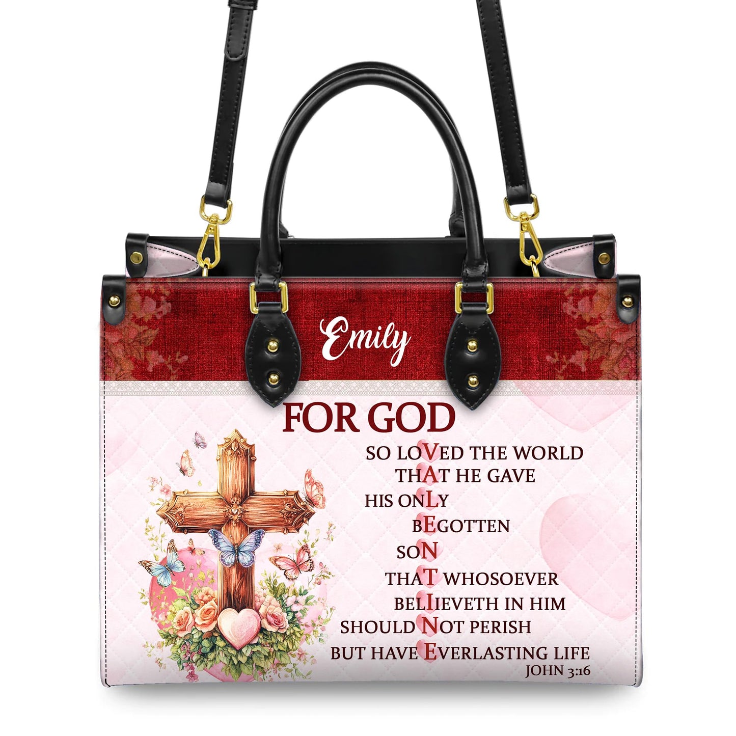 Personalized Leather Handbag for Women, Custom Name Church Bag, Christian Gifts, Mother Day's Gift for God Lovers