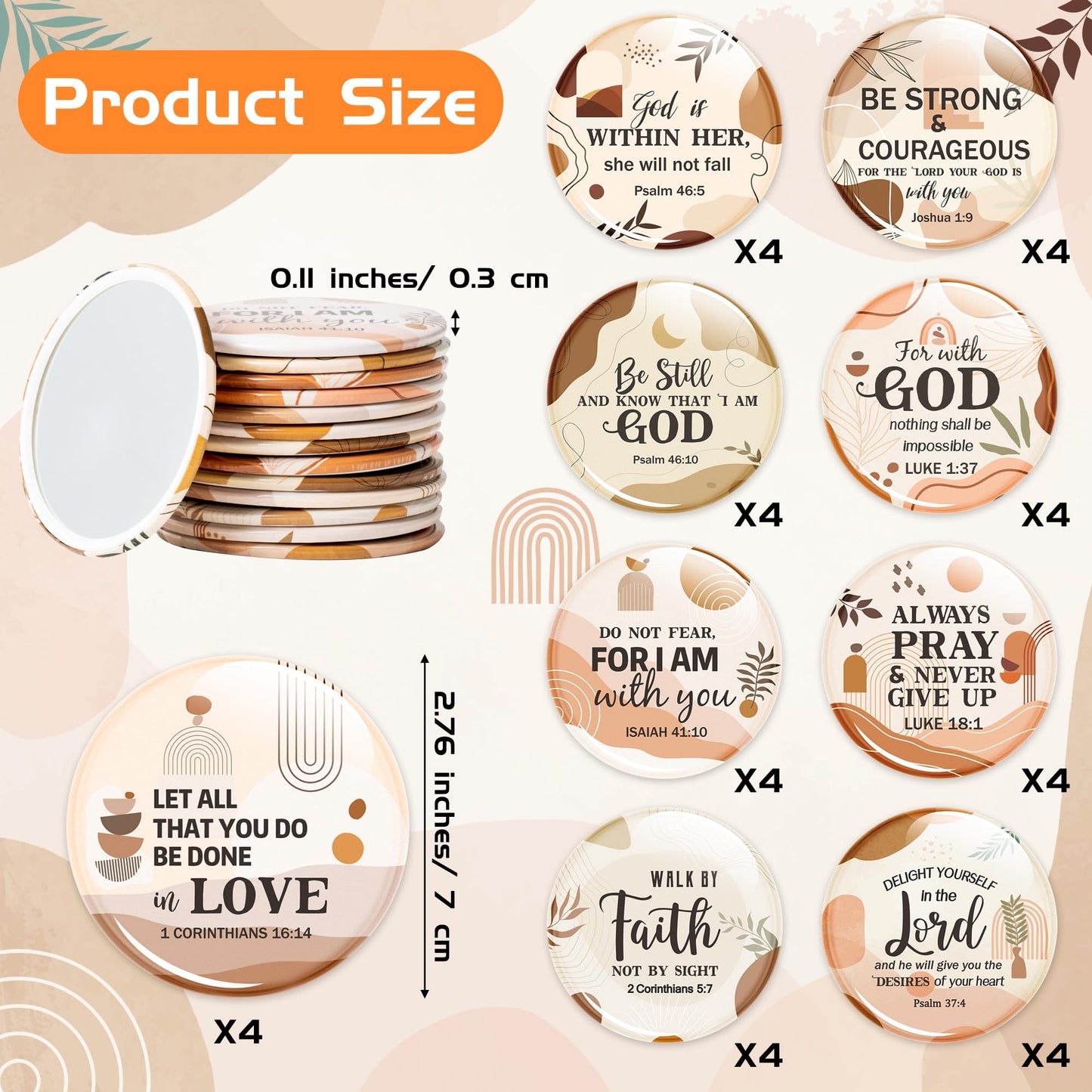 Y1tvei Christian Gifts Compact Mirror - 36Pcs Flower Cross God Say You are Bible Verse Mini Compact Mirrors Inspirational Small Portable Pocket Makeup Mirror for Purse Church Party Favors for Women