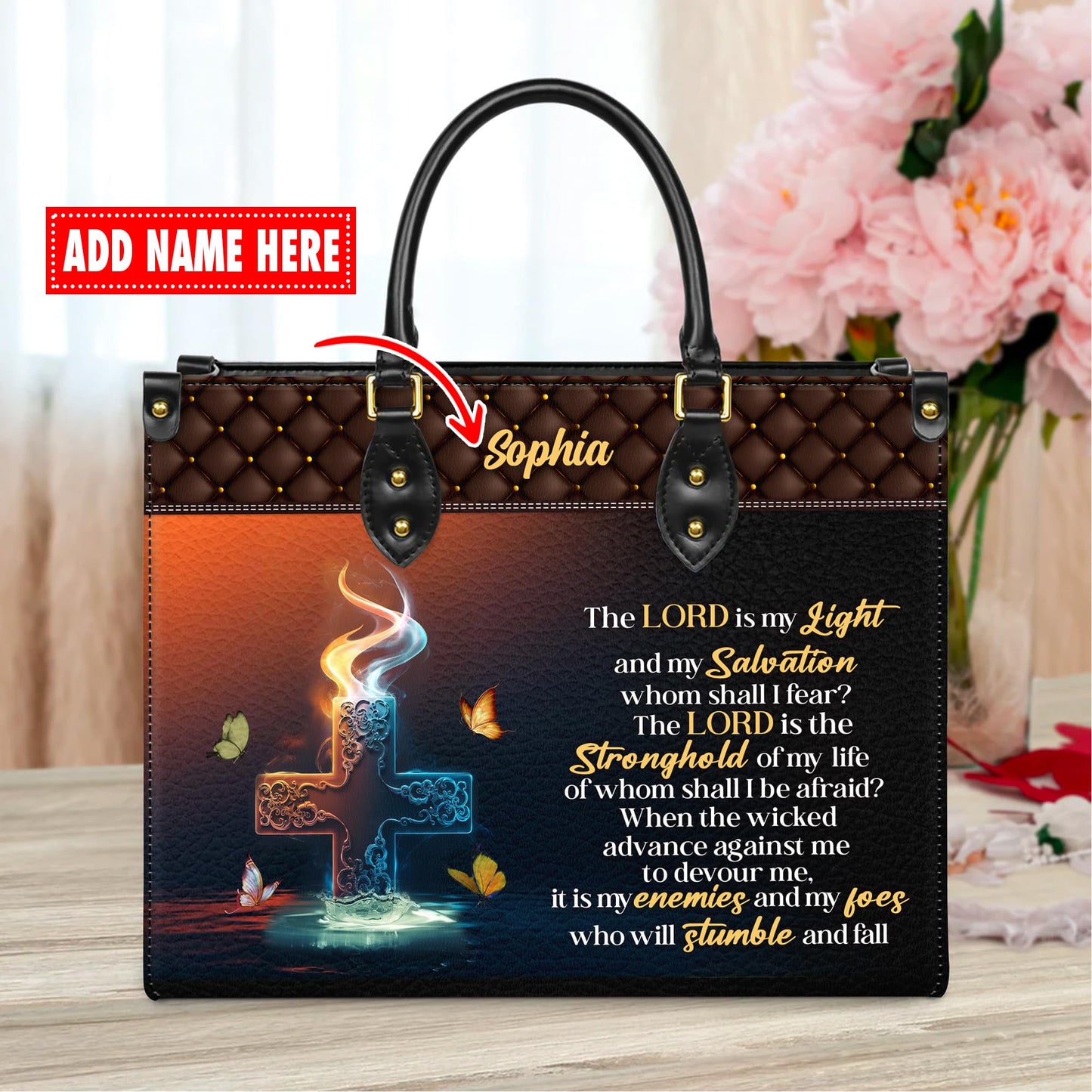 Personalized Leather Handbag for Women, Custom Name Church Bag, Christian Gifts, Mother Day's Gift for God Lovers