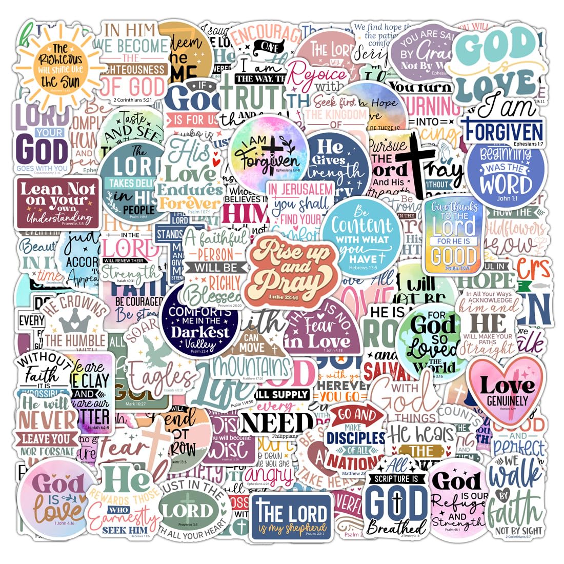 100 Pack Christian Scripture Stickers, Faith Inspiring Religious Gifts for Easter, Journaling, Water Bottles, Bible Verse Stickers, Christian Gifts for Women, Kids, Teens, Boys and Girls (Scripture)